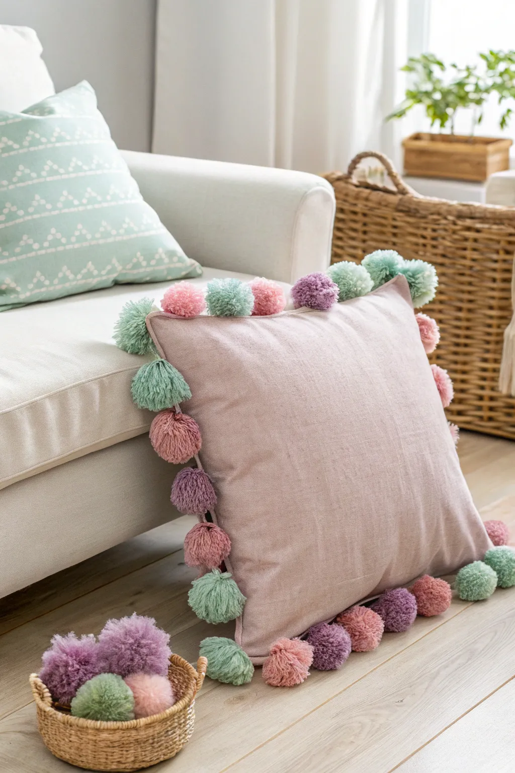 Add a pop of playful elegance to your space with these charming pom-pom pillow covers. Crafted with love for a cozy and chic vibe.