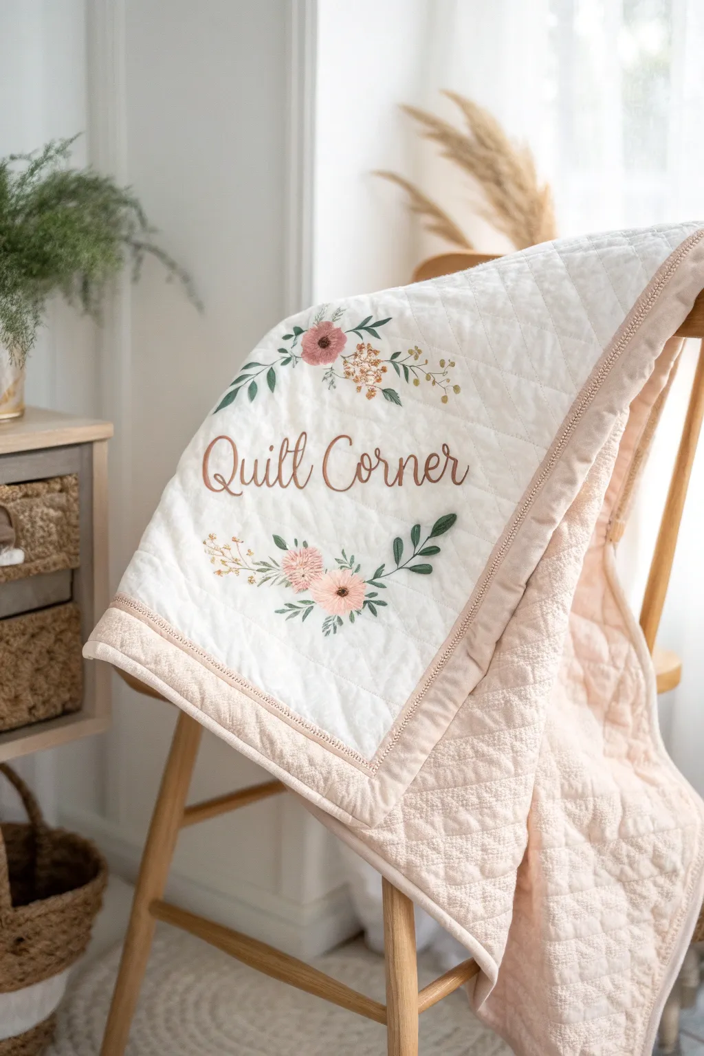 Add a personal touch to your quilt with elegant machine embroidery.