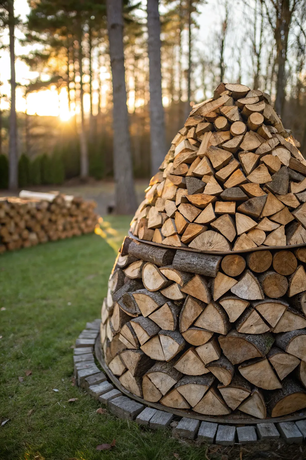 Circular Splendor: Transform your backyard with this artful and efficient firewood stack inspired by Norwegian traditions.