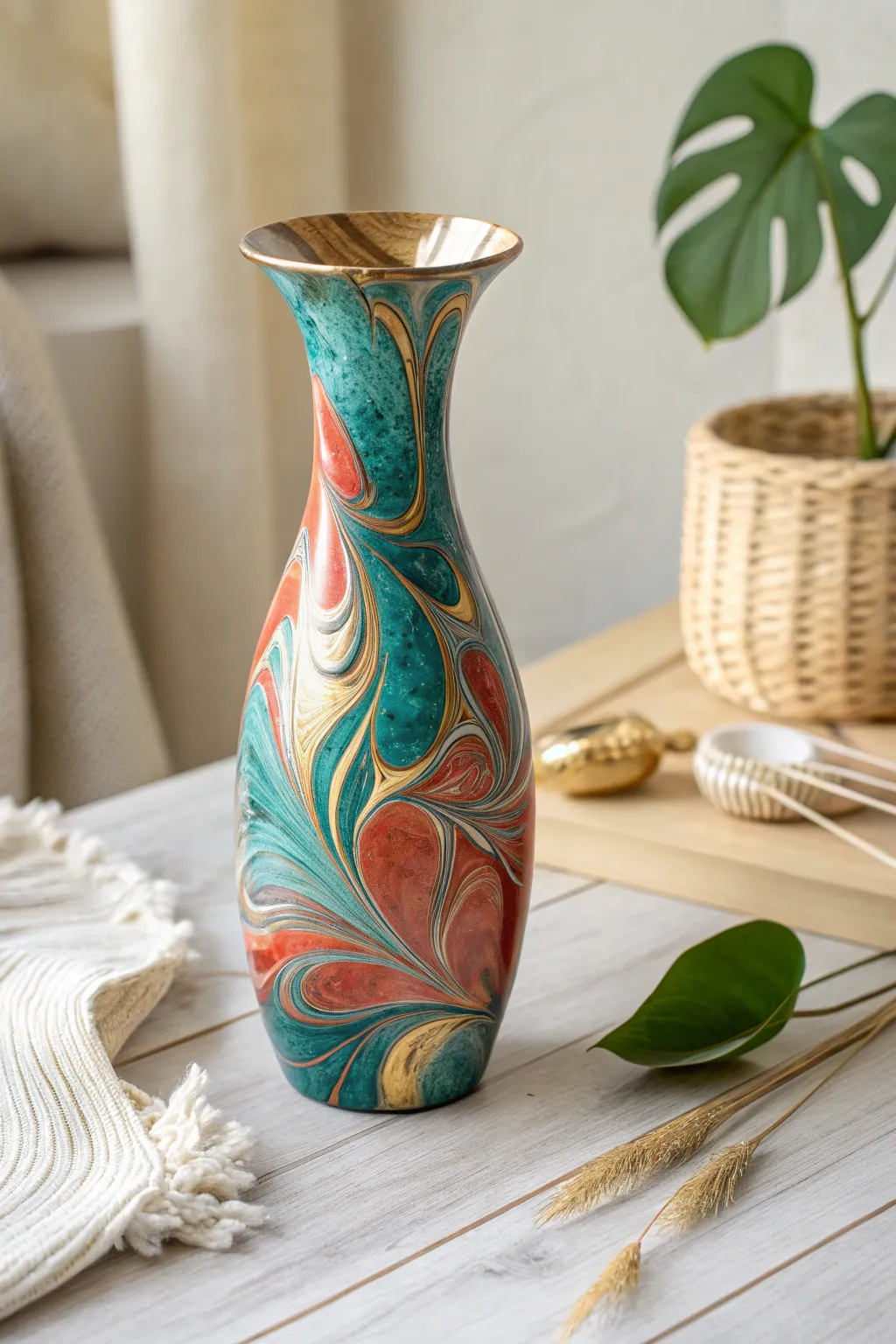 Transform your space with a splash of color and creativity through hydro dipped vases.