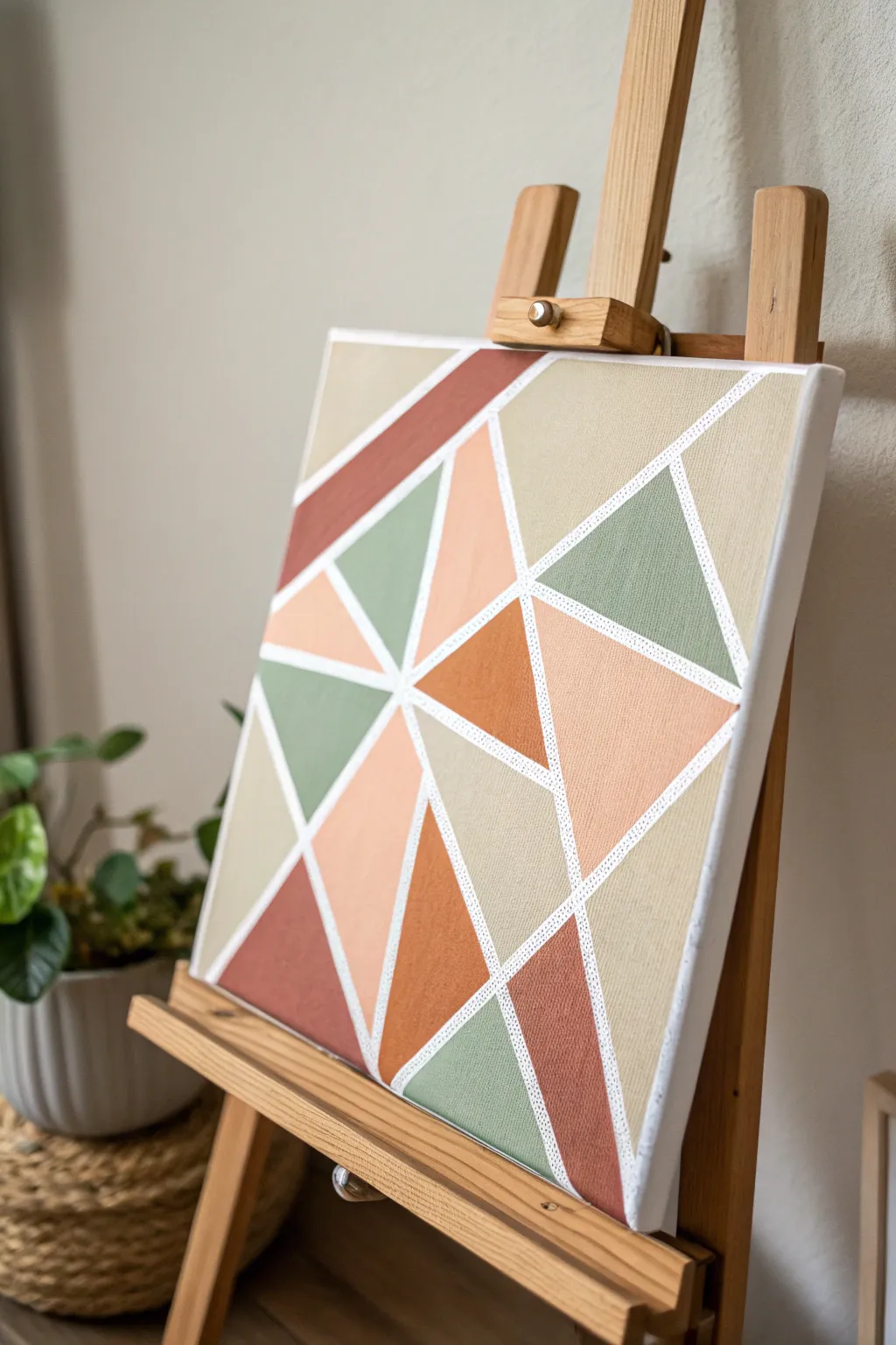 Transform your space with a touch of modern artistry: create geometric wonders with a simple painter's tape technique.