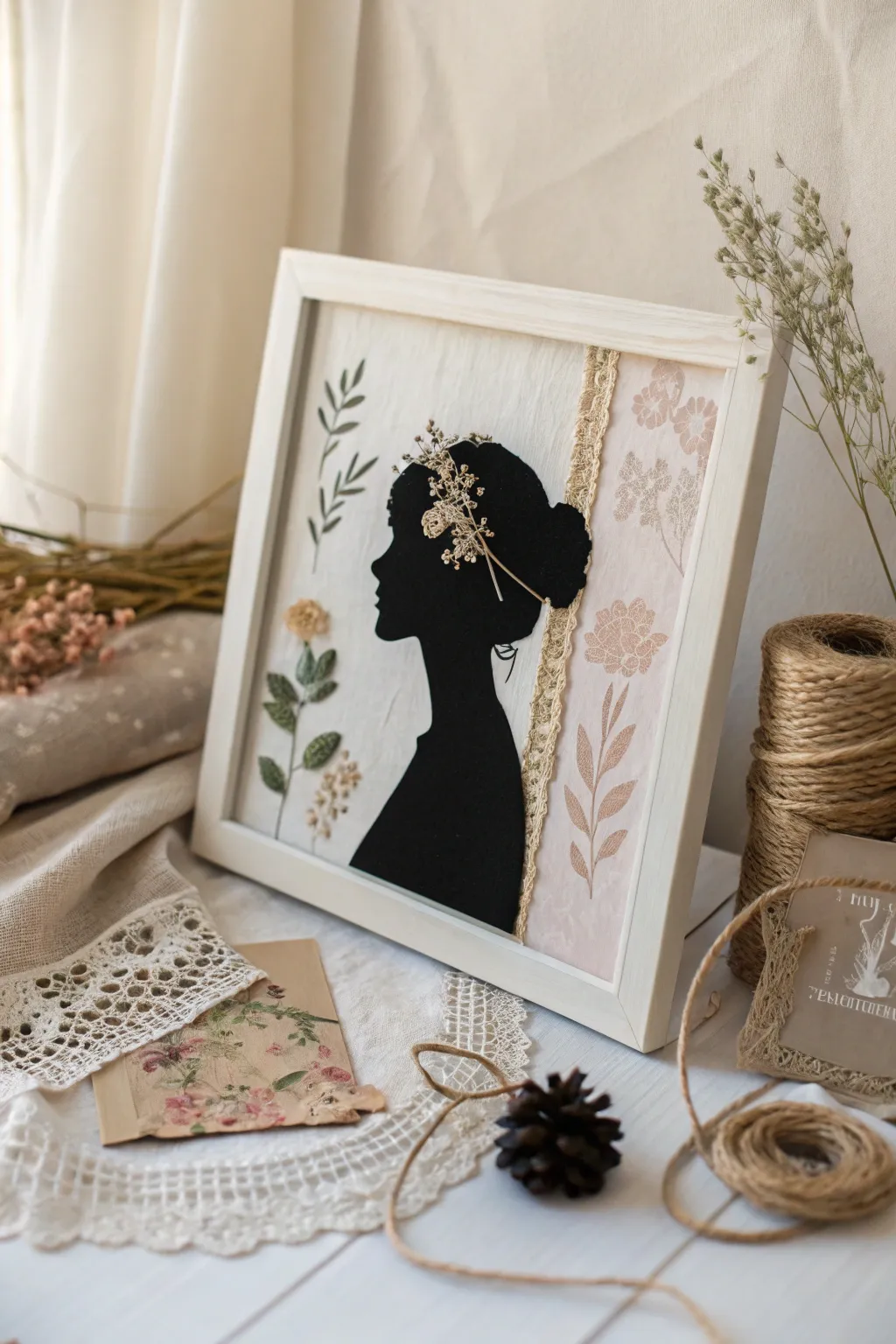 Unveil the layers of identity with this enchanting mixed media collage, where simplicity meets the intricate beauty of self-expression.