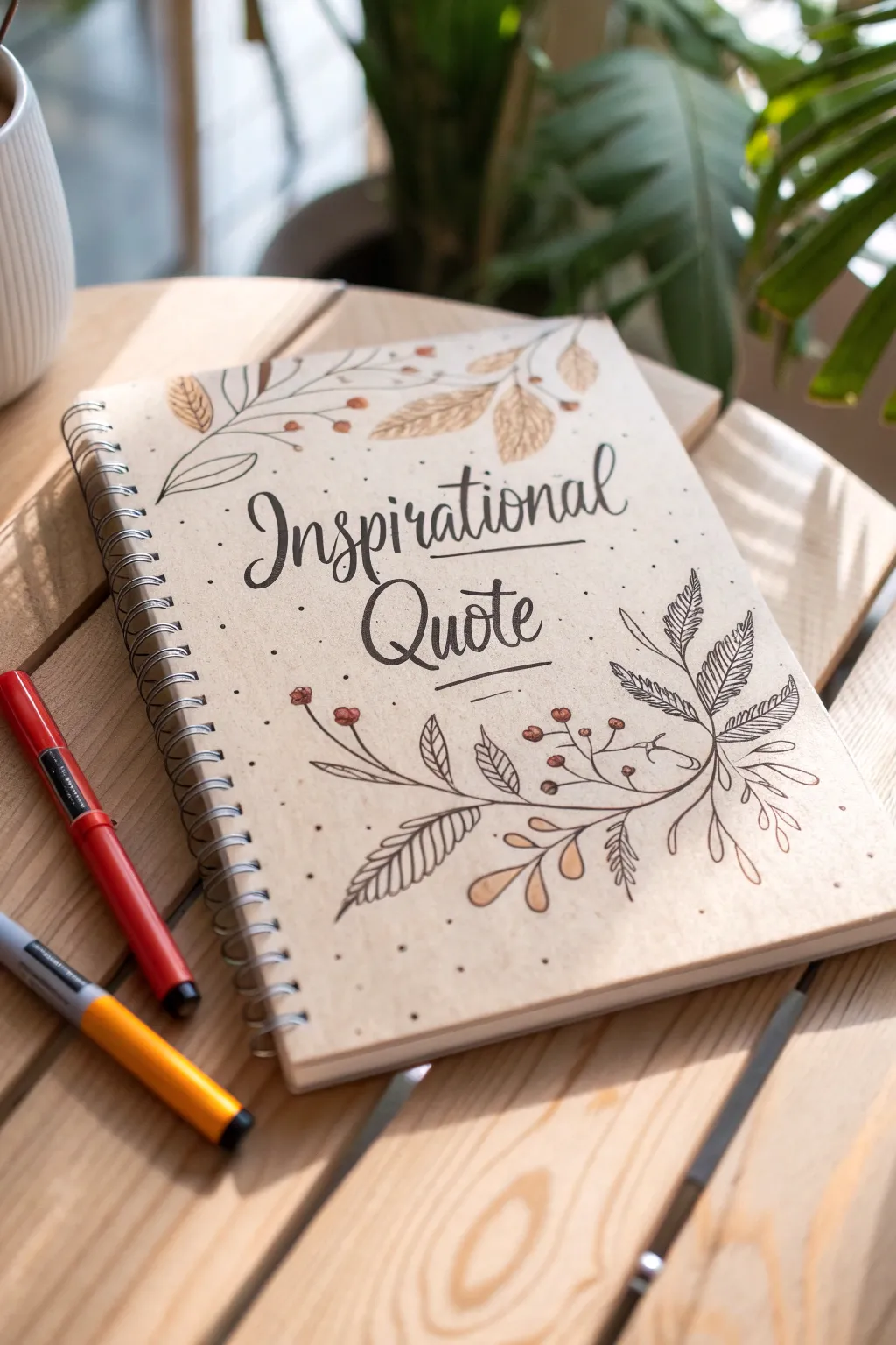 Capture the essence of inspiration with hand-lettered elegance on your journal cover.