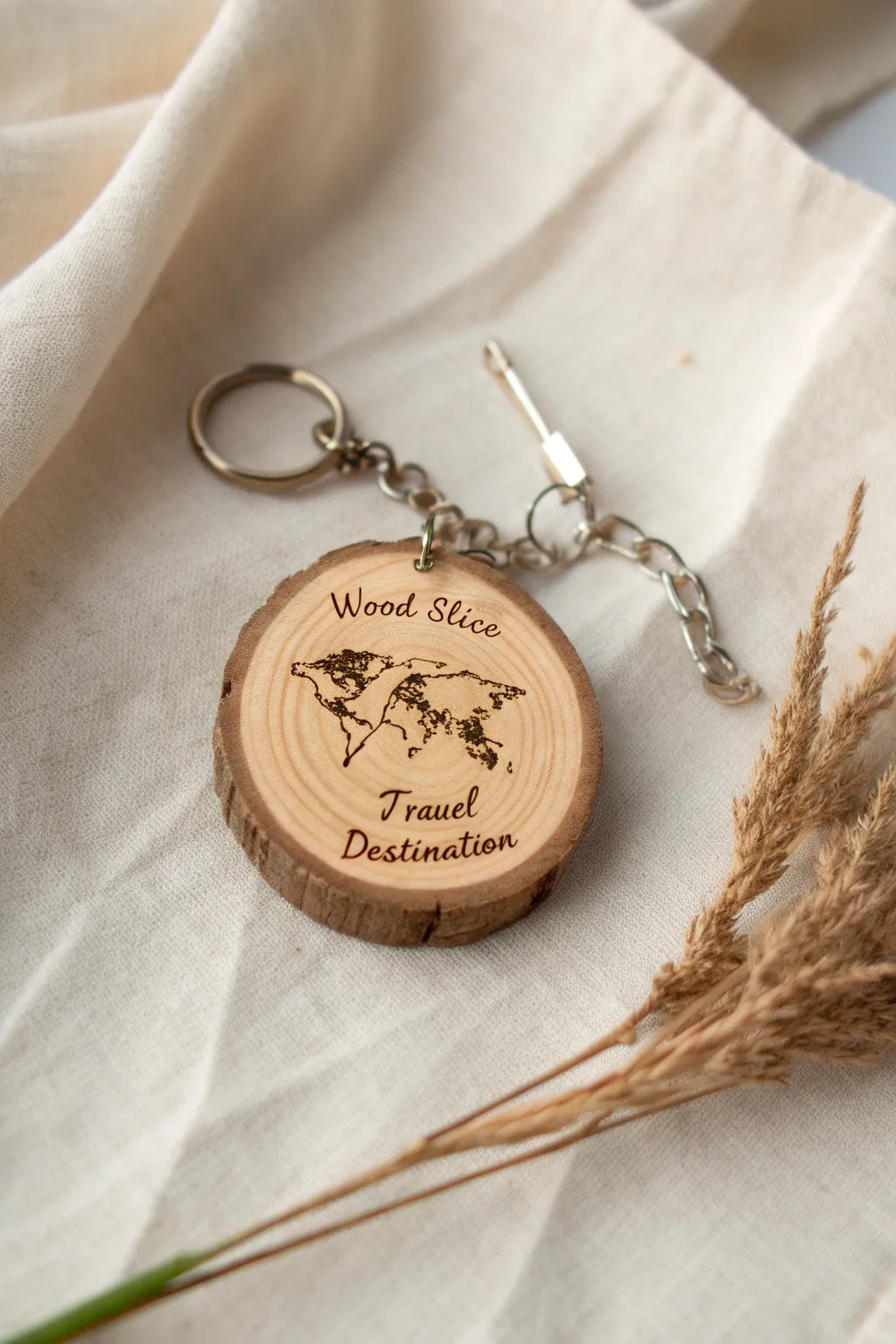Carry your favorite travel memories with you wherever you go with these charming personalized wood slice keychains. 🌿✨