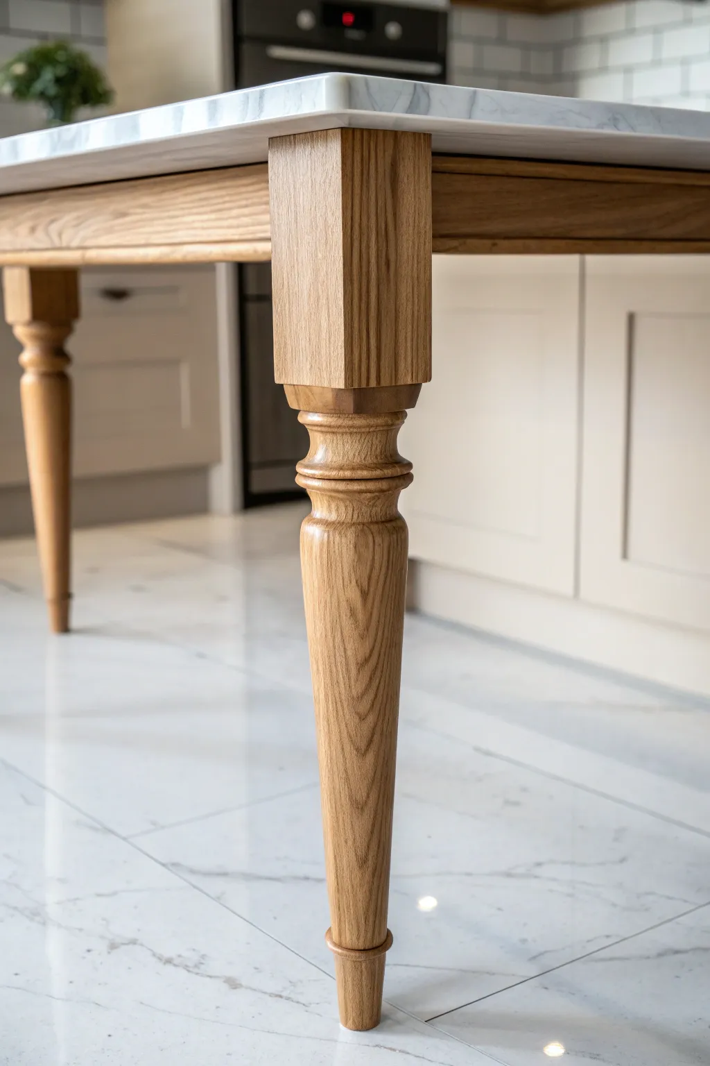 Embrace the elegance of simplicity with this minimalist kitchen island leg design.