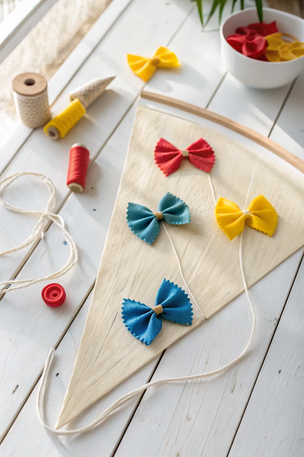 Embrace creativity with a vibrant pasta noodle kite, where simplicity meets playful artistry.