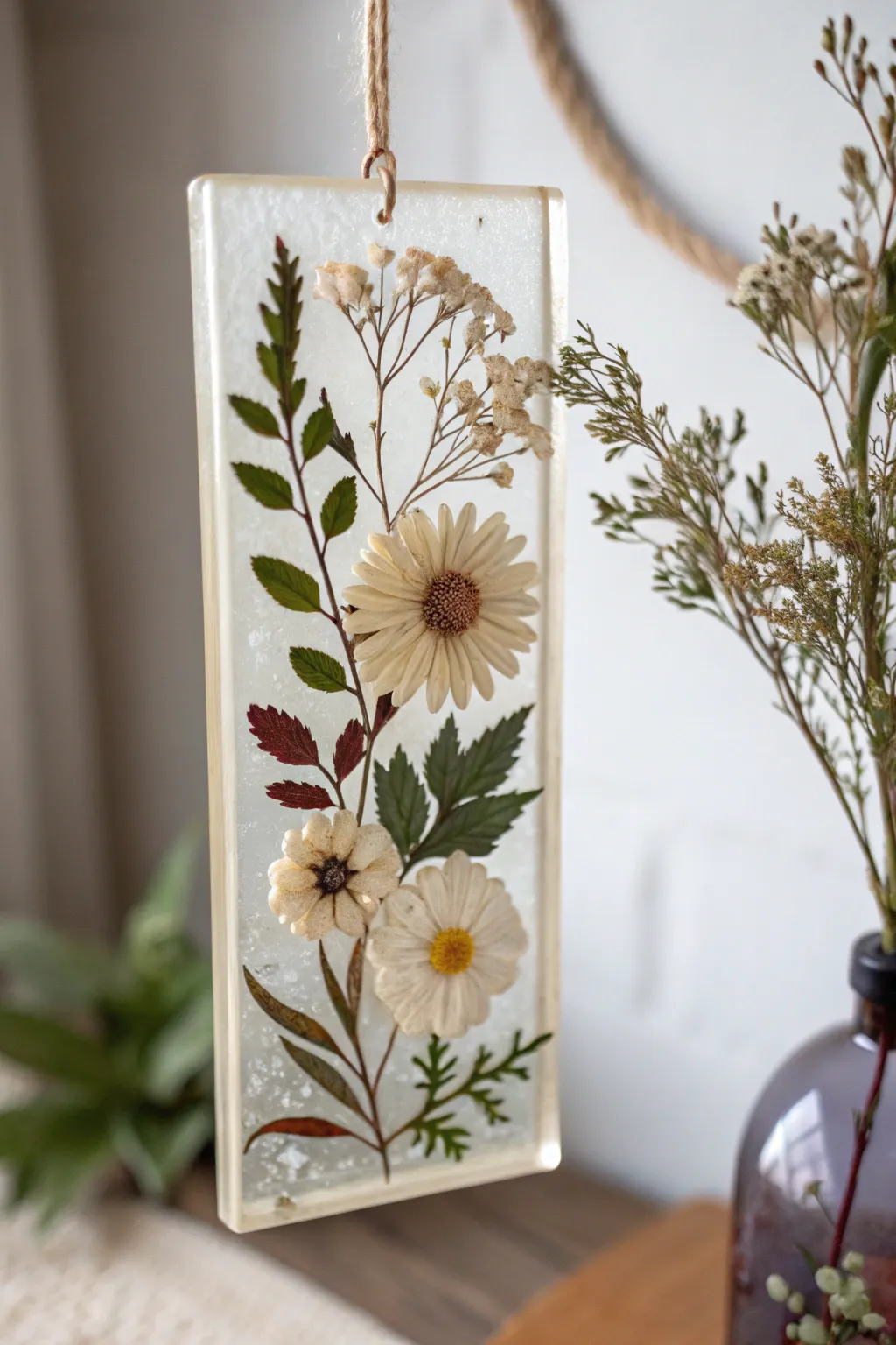 Bring the outdoors in with this elegant resin art, where nature's beauty is forever captured in layers of transparency.