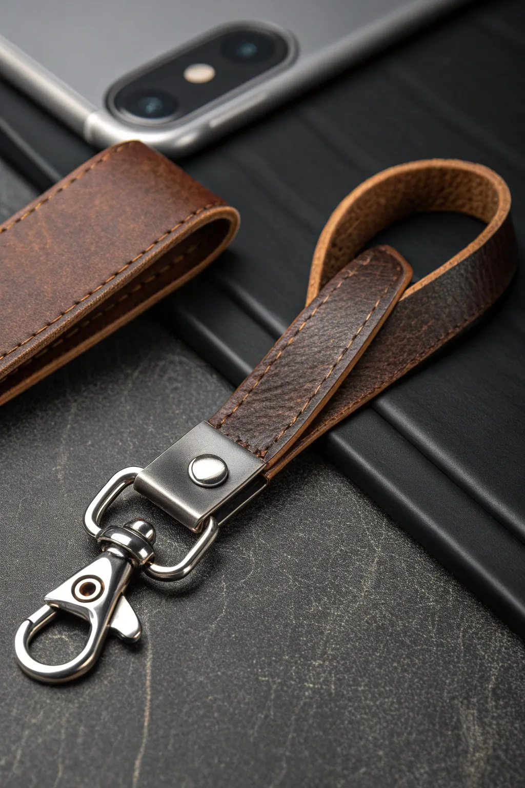 Elegance in Simplicity: A Modern Leather Keychain for the Sophisticated Gentleman.