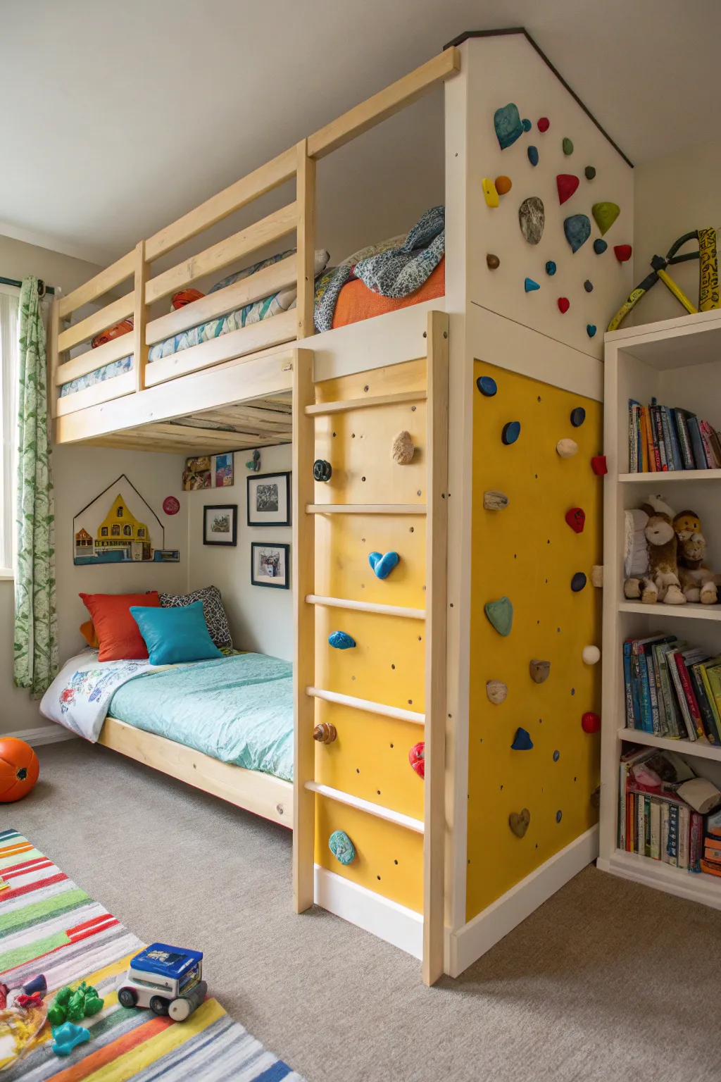 Turn bedtime into an adventure with a climbing loft bed.