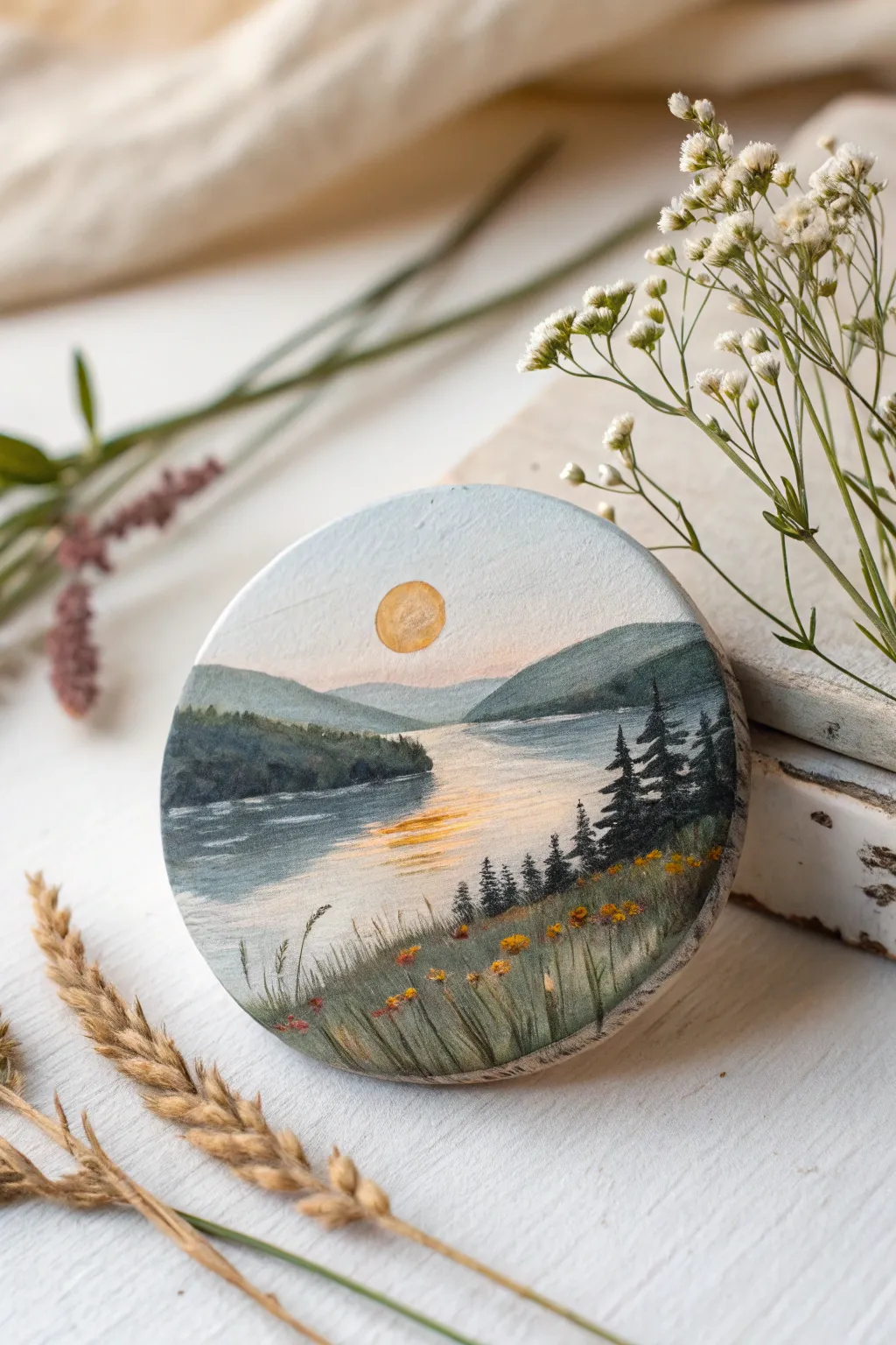Bring a touch of nature to your home with this exquisite tiny landscape magnet!