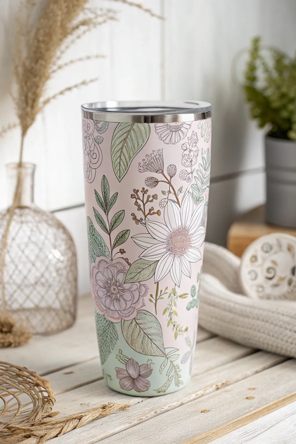 Sip in style with this floral fantasy tumbler, a perfect blend of elegance and simplicity for moms who adore natural beauty.