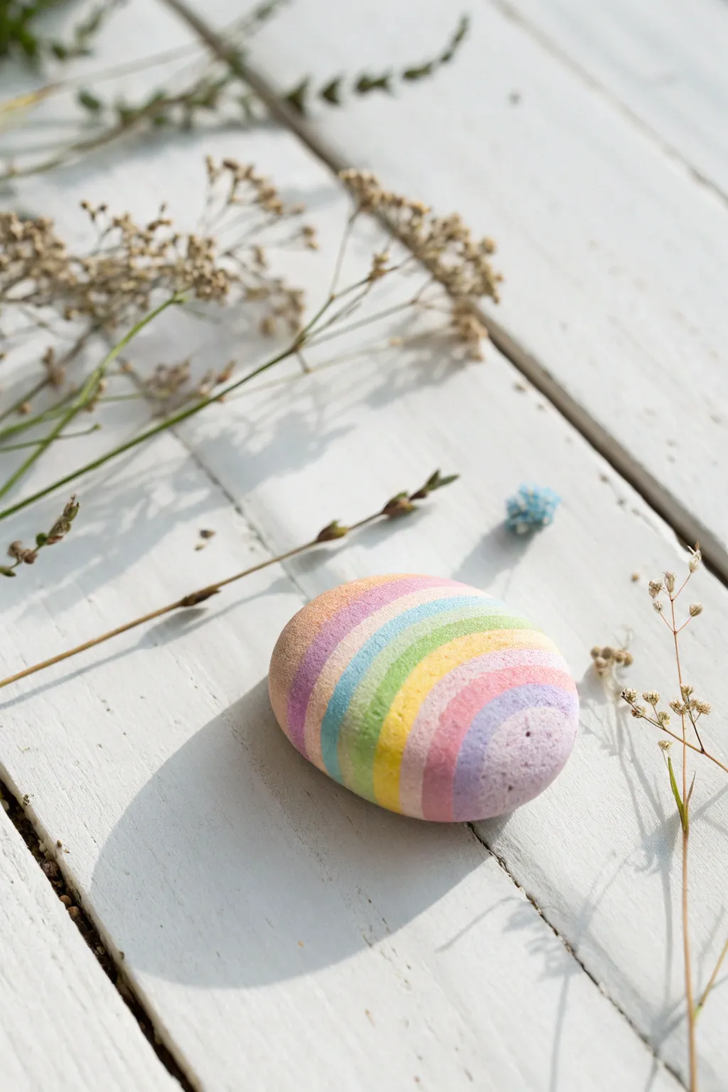 Add a splash of color to your garden with these charming rainbow-painted rocks. 🌈✨