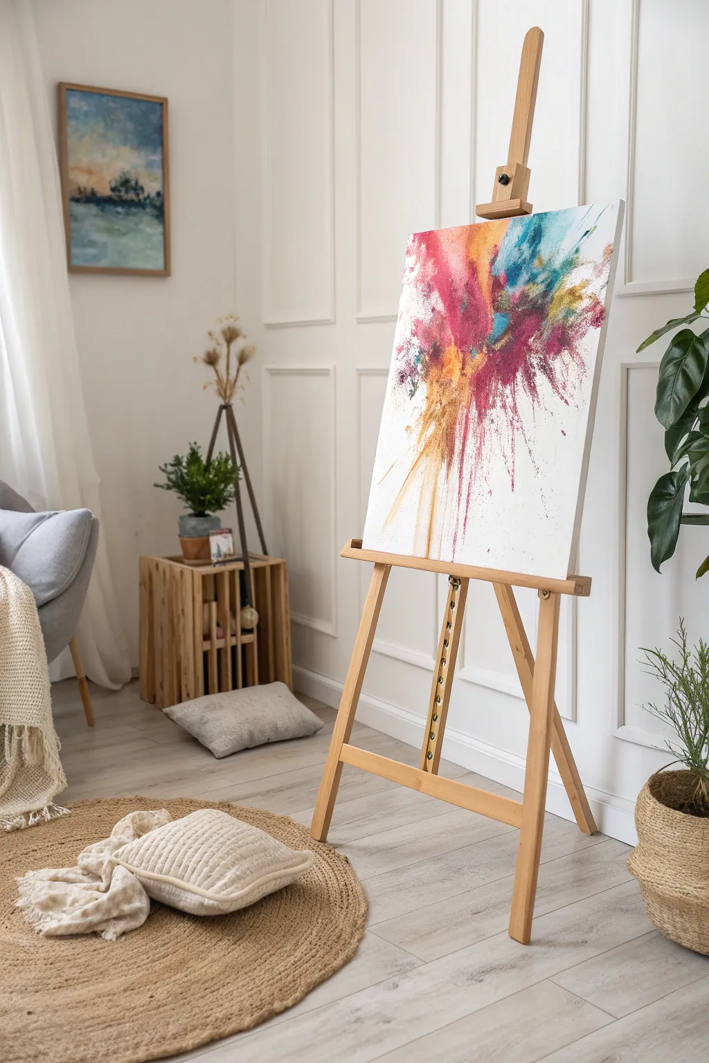 Unleash your creativity with a splash of vibrant colors in minimalist elegance.