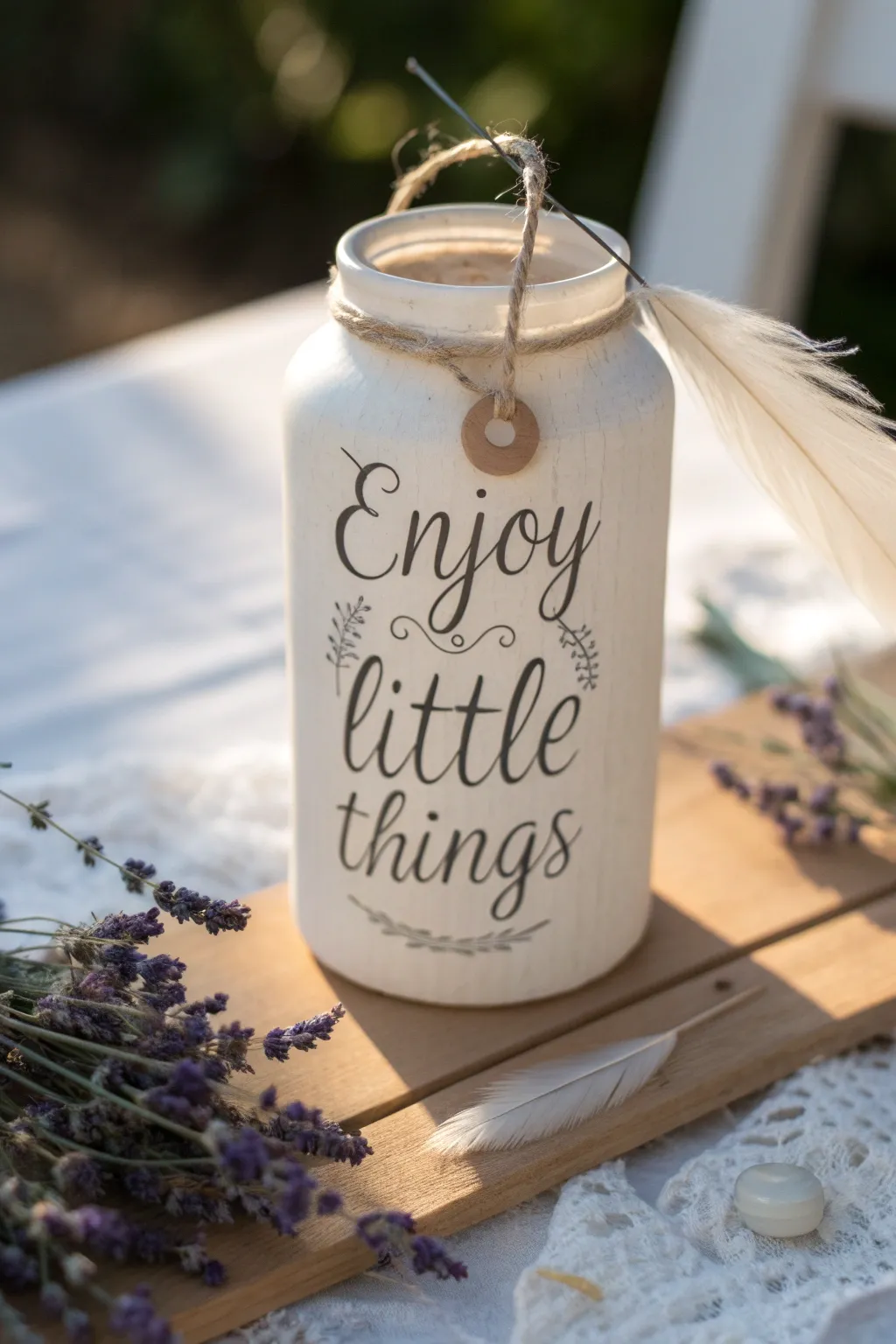 Embrace simplicity and cherish every moment with this inspirational mason jar sign.