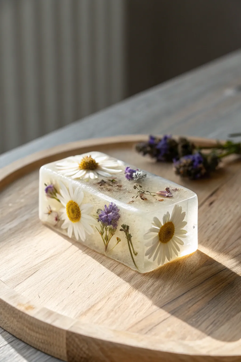 Elegance in simplicity: A floral-infused soap bar that brings nature's beauty into your daily routine.