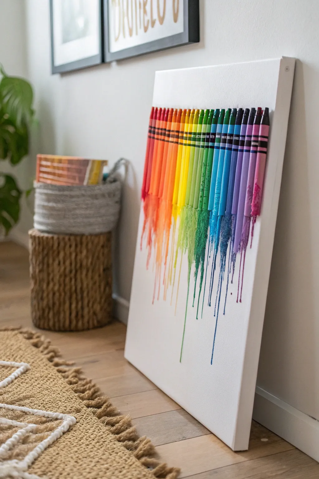Unleash your inner artist with a cascade of colors that echo the beauty of a sunset. 🌈✨ #RainbowCanvasMagic #MinimalistArt