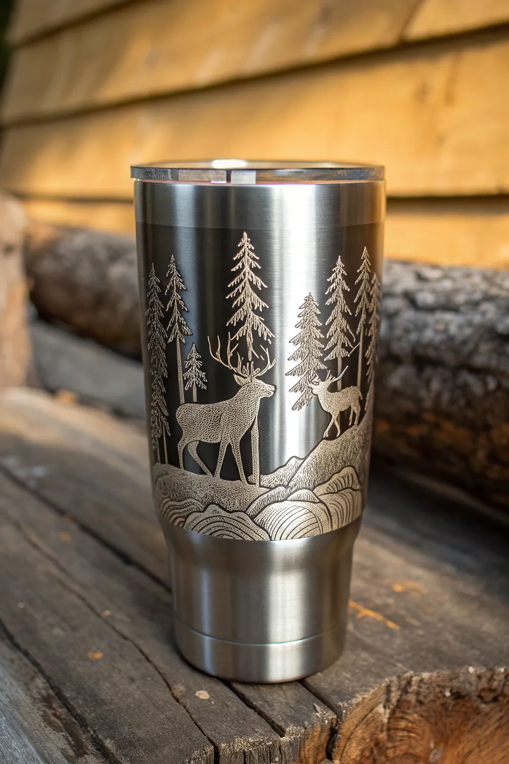Bring the serenity of the forest to your adventures with this beautifully crafted deer-themed tumbler.