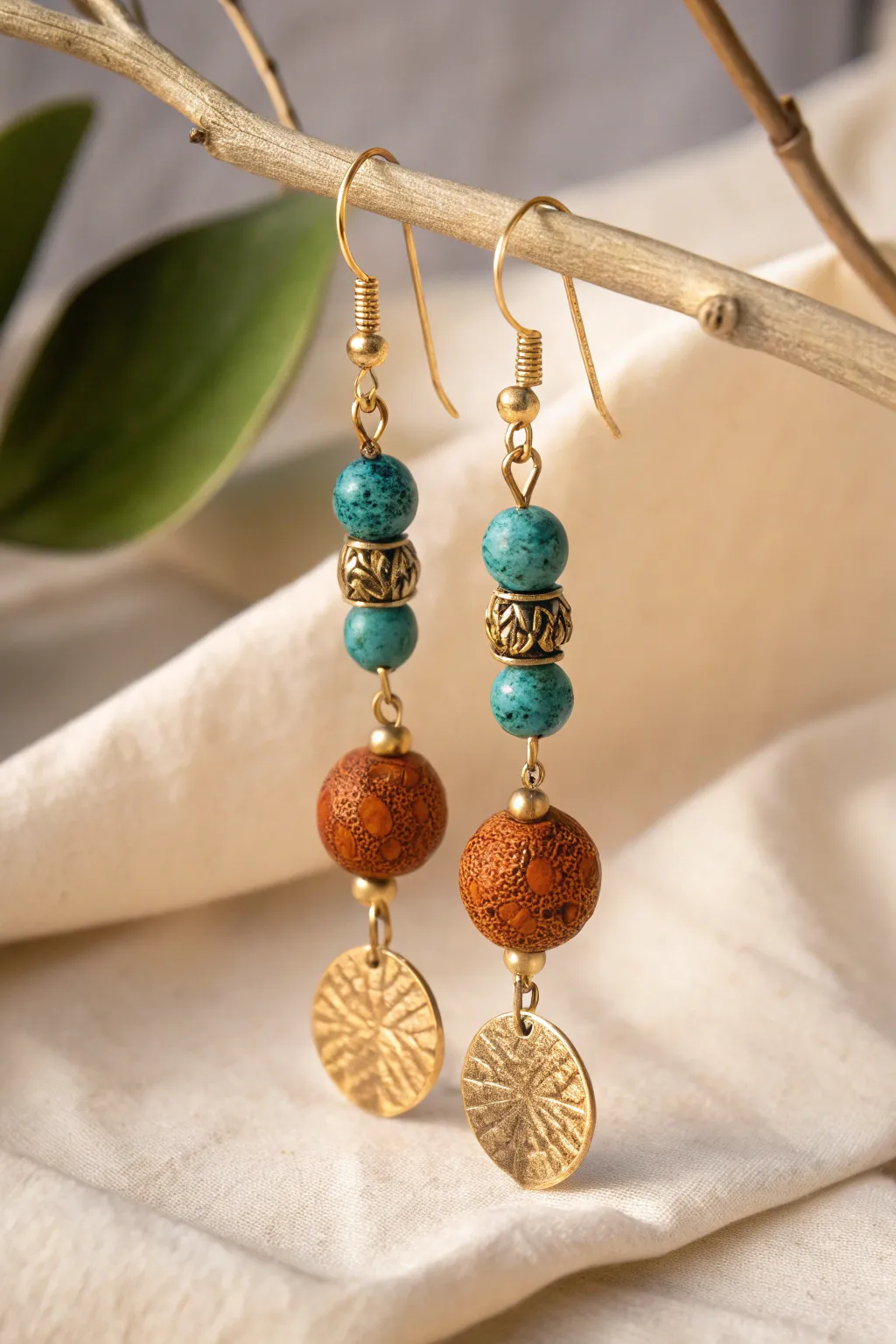 Elevate your style with these stunning mixed-media earrings, where minimalist design meets bohemian elegance.