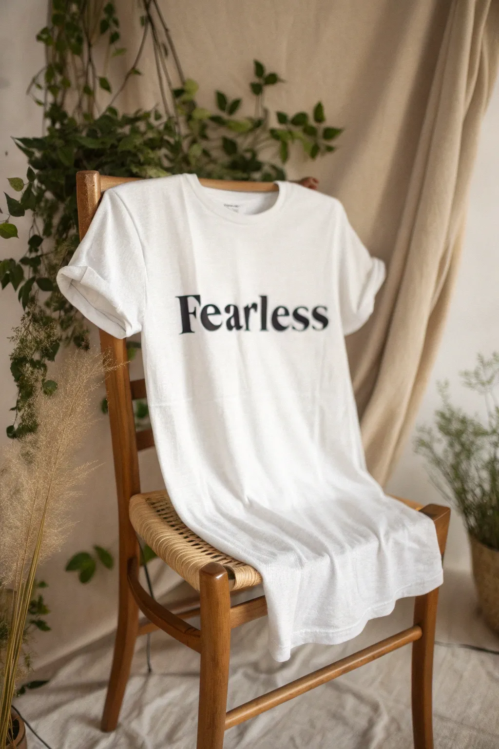 Embrace simplicity with a bold statement in style: 'Fearless'.