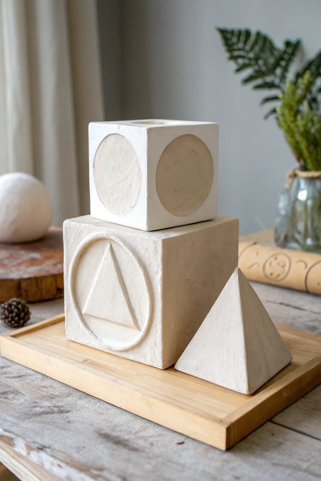 Discover the art of simplicity with this geometric clay masterpiece.