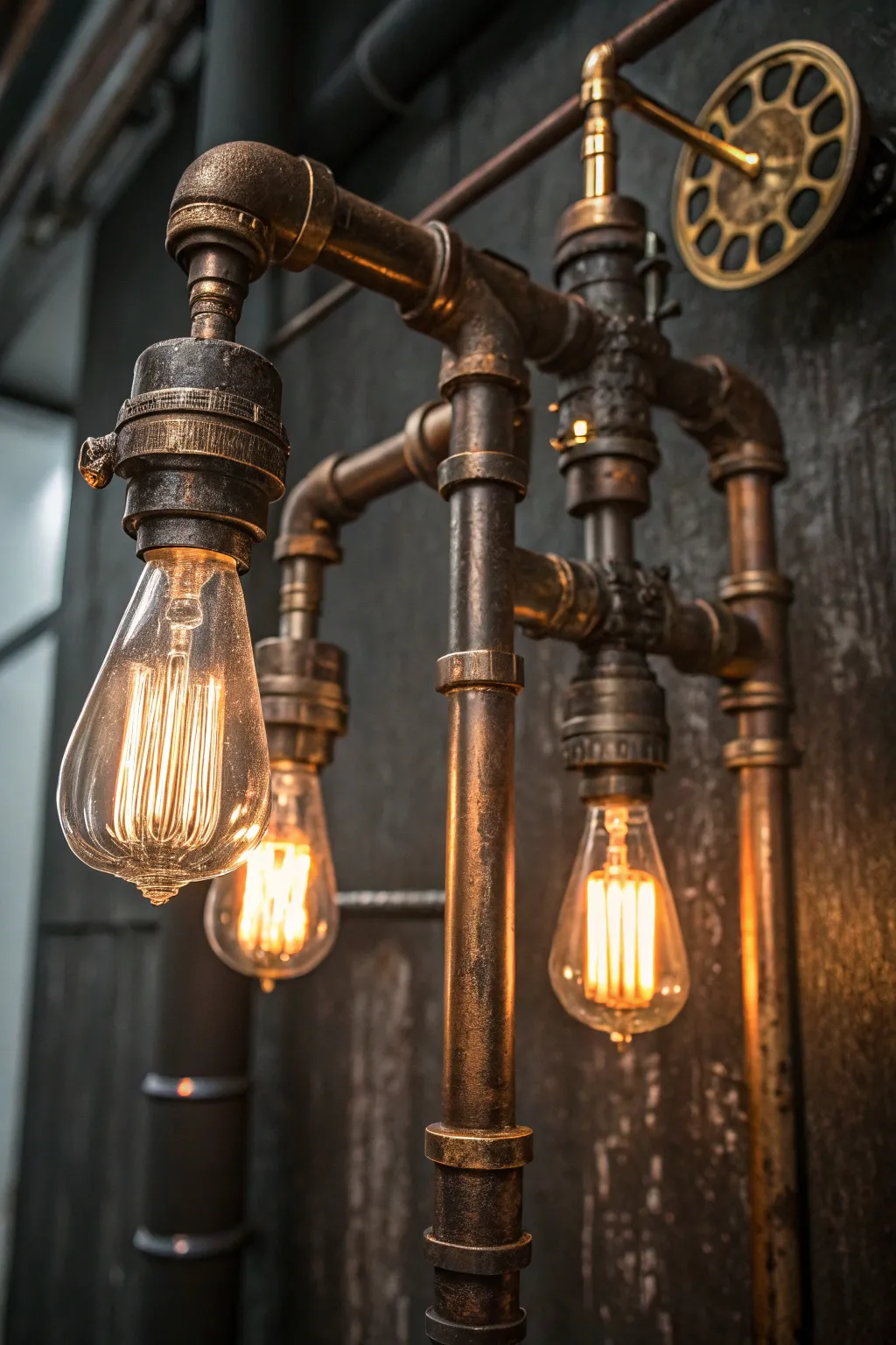 Illuminate your space with steampunk elegance: an industrial masterpiece.