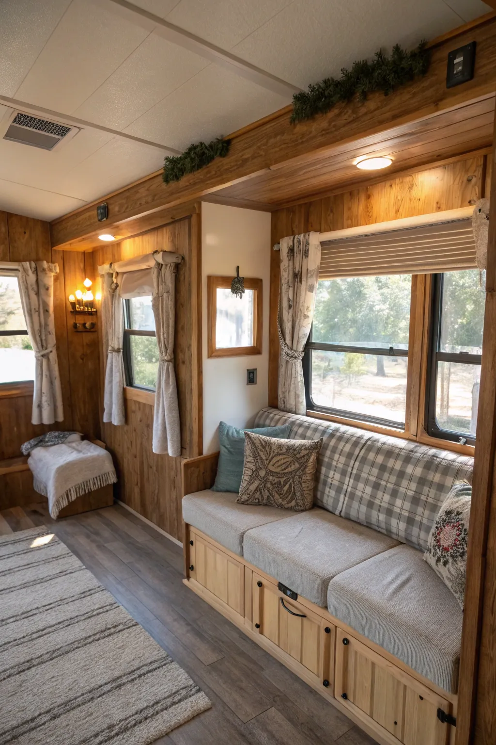 Rustic wood trim brings warmth and charm to your home.