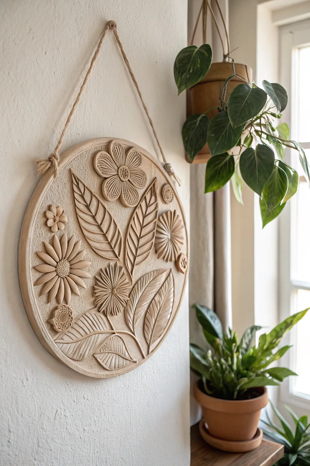 Bring the serenity of nature into your home with this exquisite clay wall art, where Scandinavian minimalism meets Boho charm.
