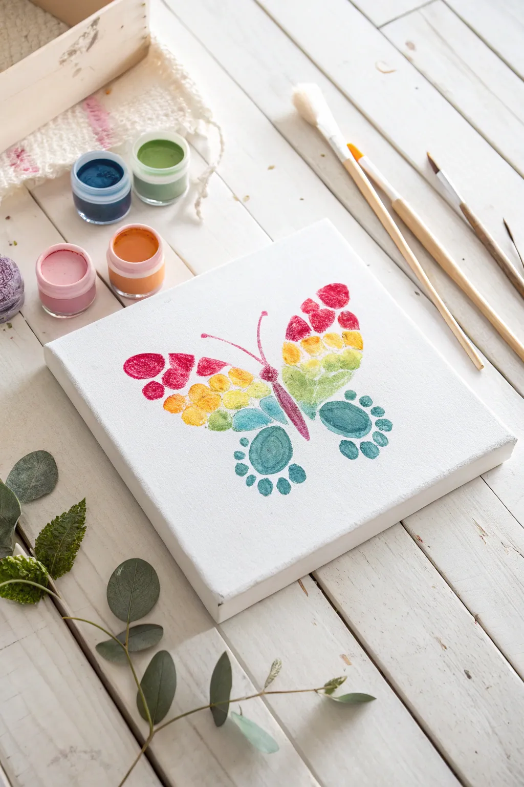 Capture the magic of tiny feet turning into colorful butterflies! 🌈🦋 #MommyAndMeCrafts #CreativeMoments