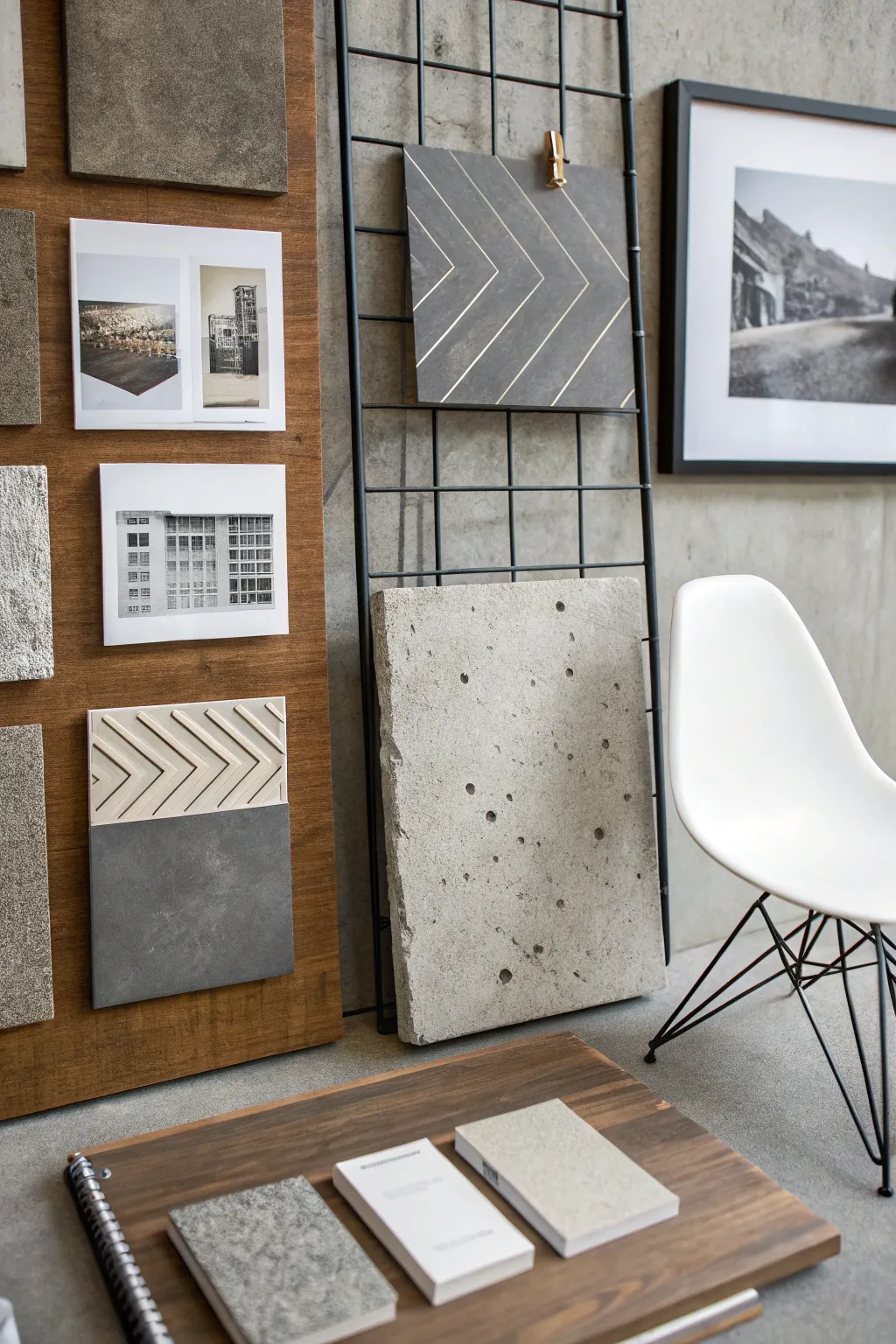 Urban chic mood board with industrial elements.