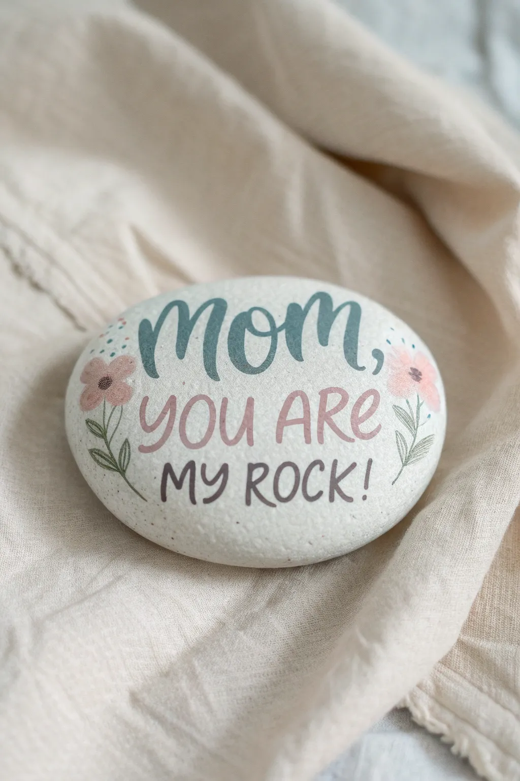 Celebrate Mother's Day with a heartfelt message on a beautifully painted rock, perfect for minimalist and boho style lovers.