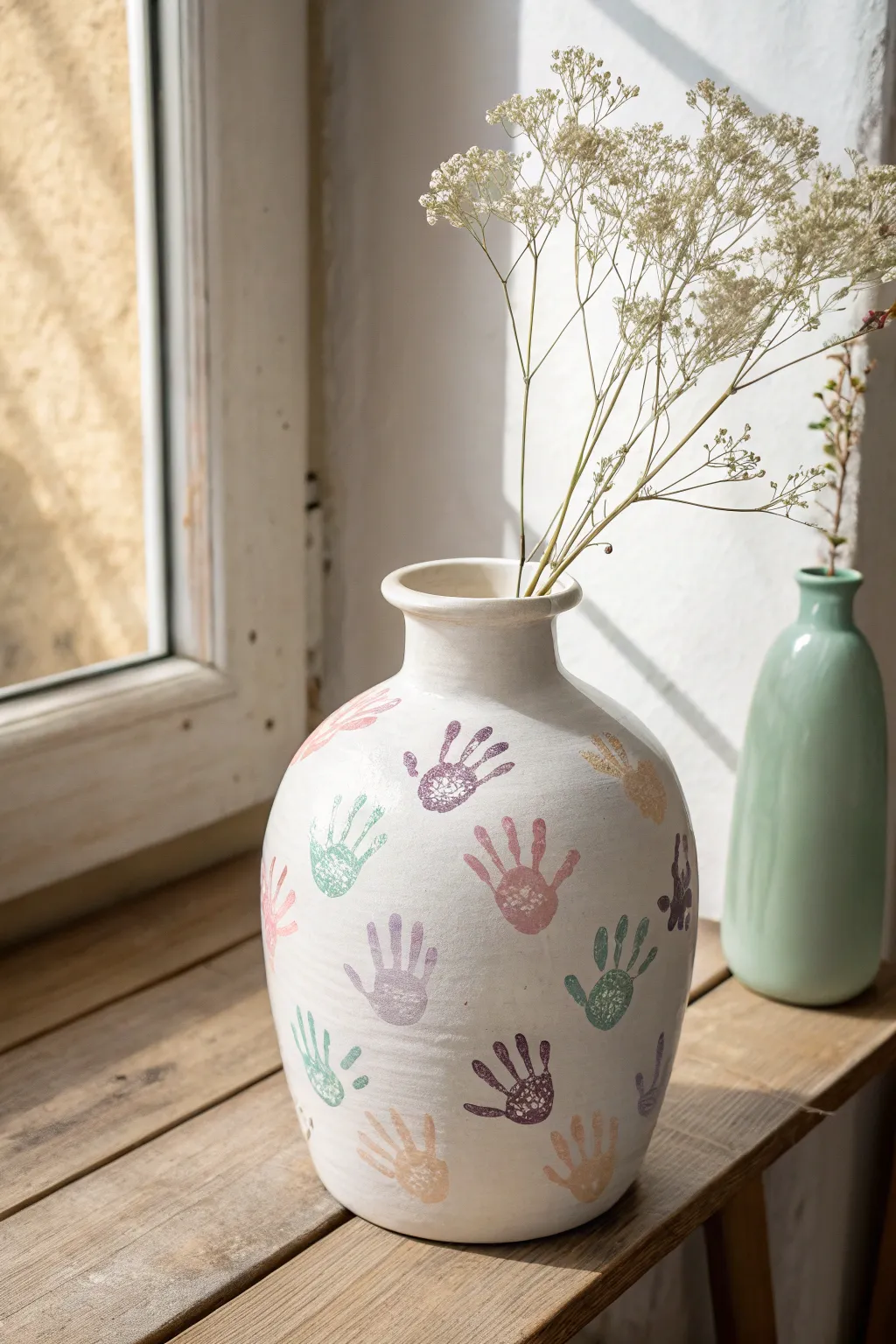 Capture memories with a touch of elegance: create a handprint keepsake vase that celebrates both simplicity and love.
