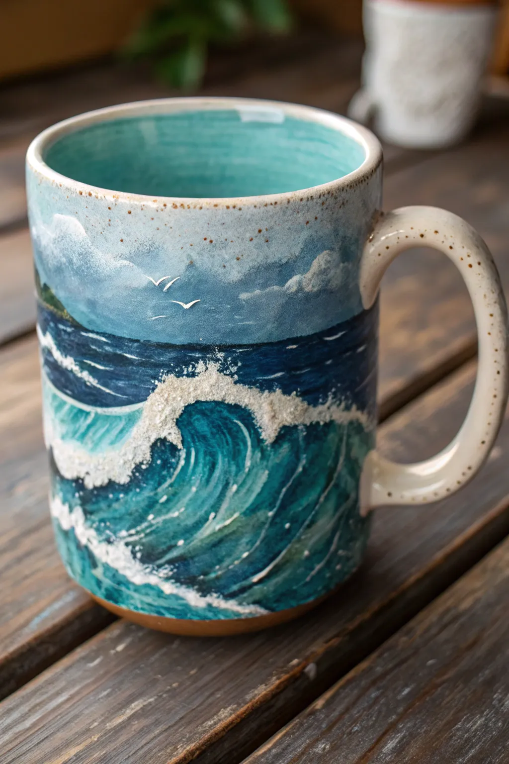 Bring the ocean to your kitchen with this beautifully crafted wave mug. Perfect for those who cherish the art of the sea.