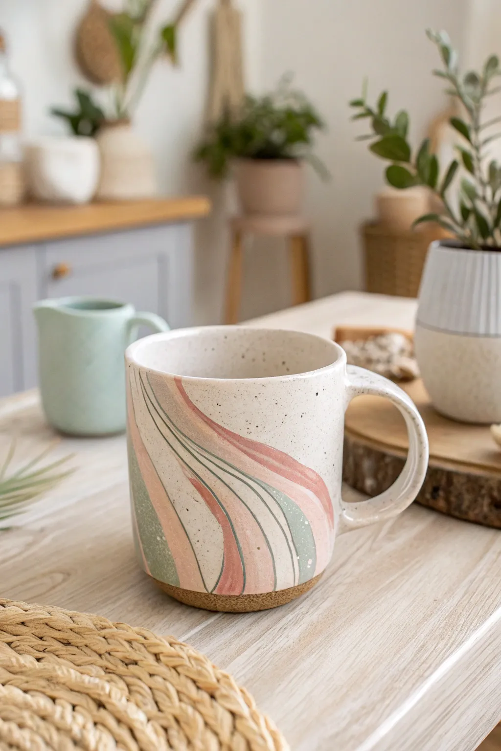 Discover the art of simplicity with abstract brushstrokes on your mug.