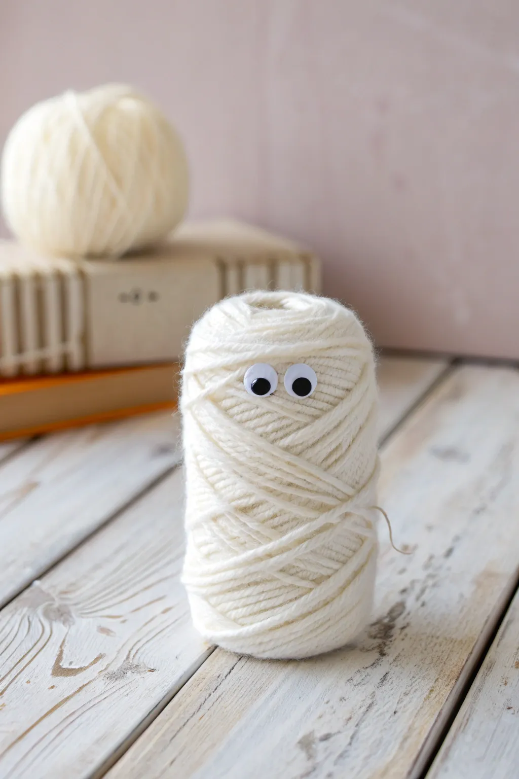 Crafting simplicity: Create a charming yarn-wrapped mummy for a touch of playful elegance.