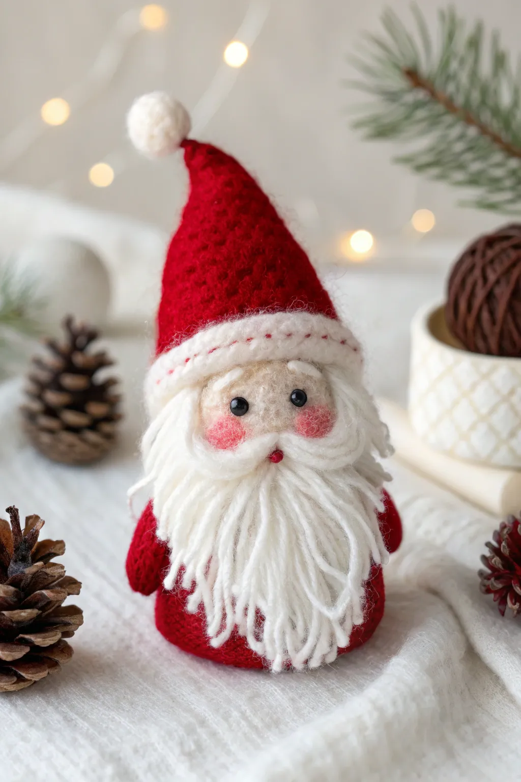 Embrace the holiday spirit with this charming needle felted Santa Claus, the perfect blend of simplicity and festive cheer.