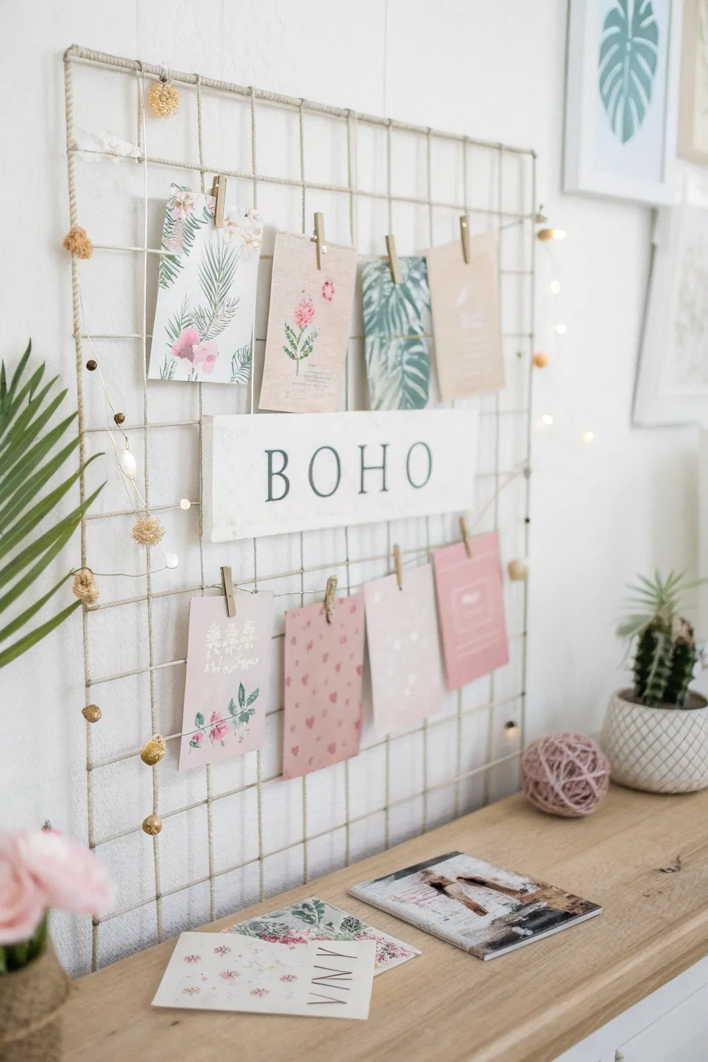 Craft your dreams: A serene vision board for the new year, blending minimalist elegance with Boho charm.