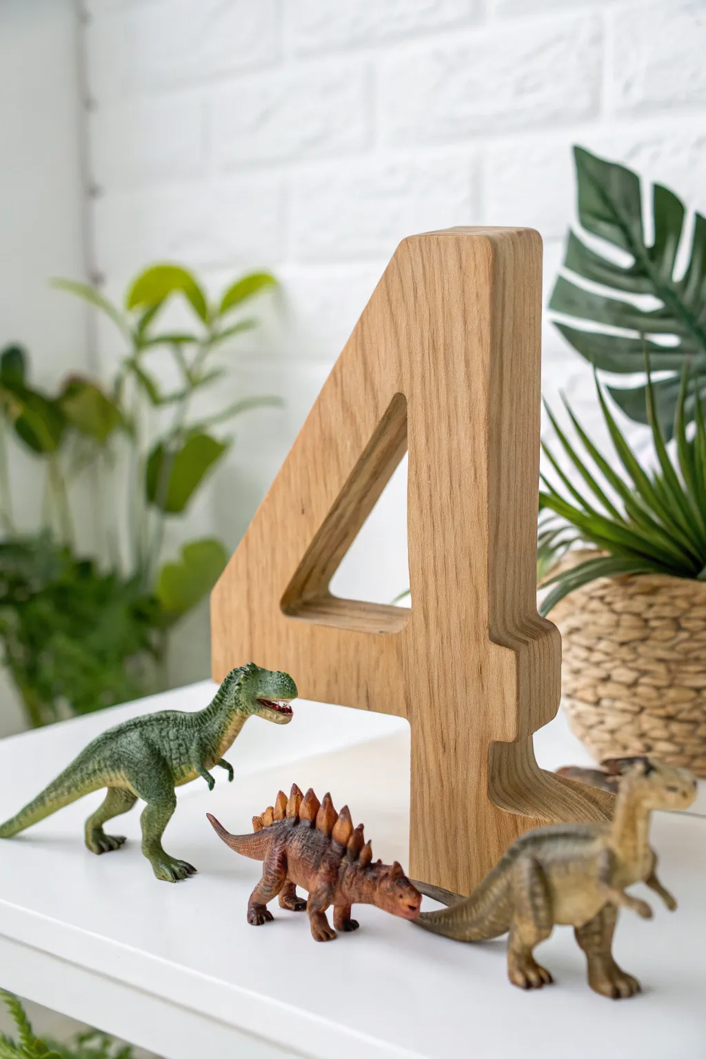 Unleash a prehistoric adventure with this Dino-mite Number 4, where minimalist design meets playful imagination!