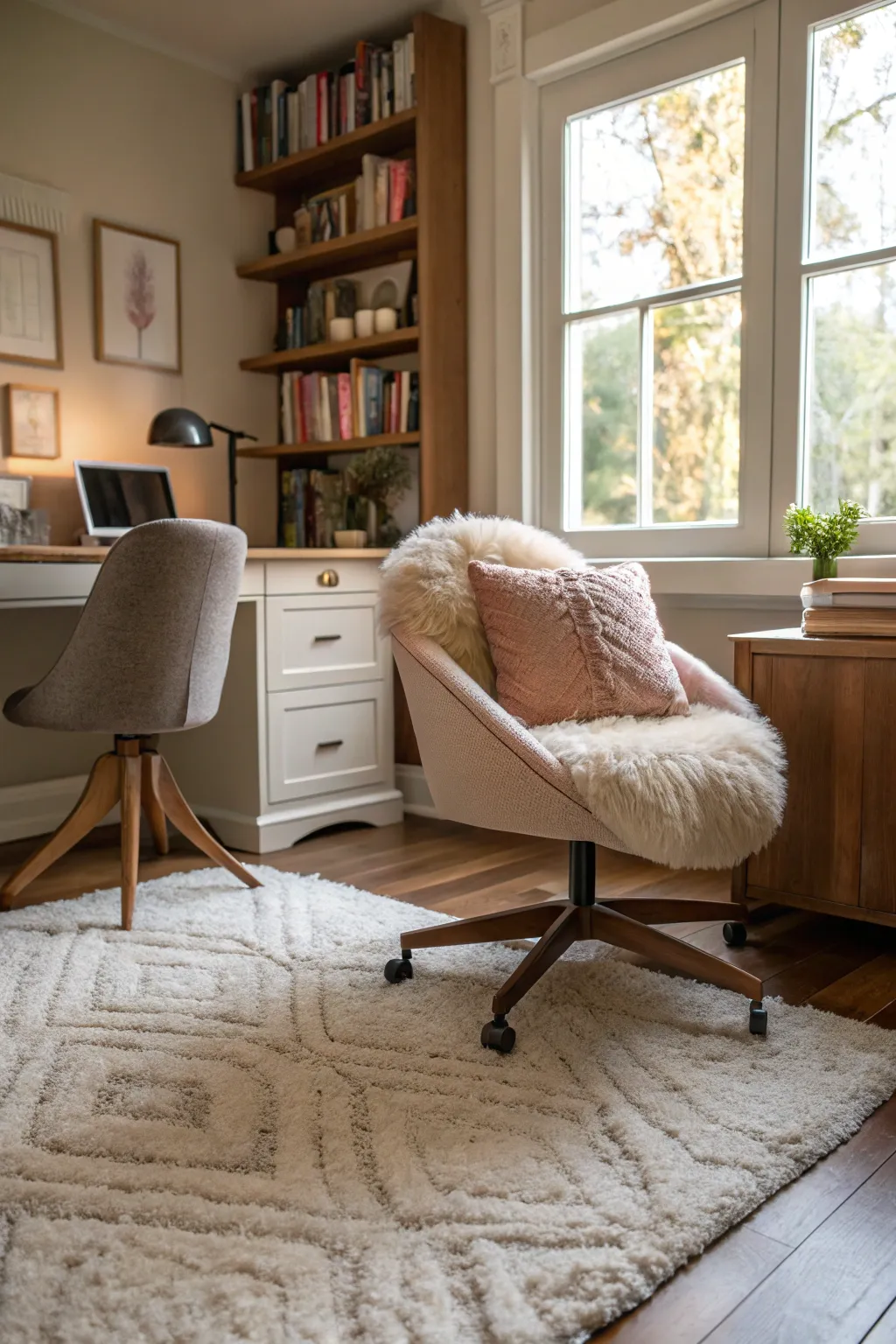 Soft textiles add warmth and comfort to your office.