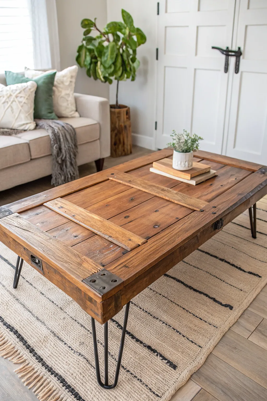 Revive and repurpose: From an old door to a stylish centerpiece.