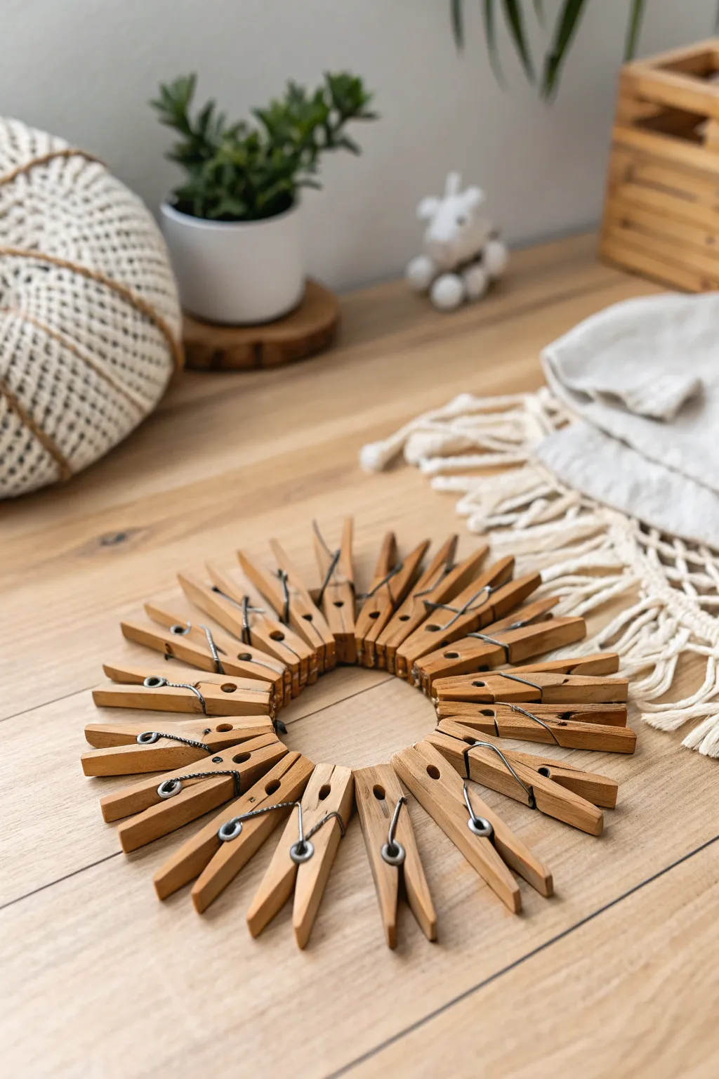 Elevate your table setting with a handcrafted clothespin trivet—where functionality meets minimalist beauty.