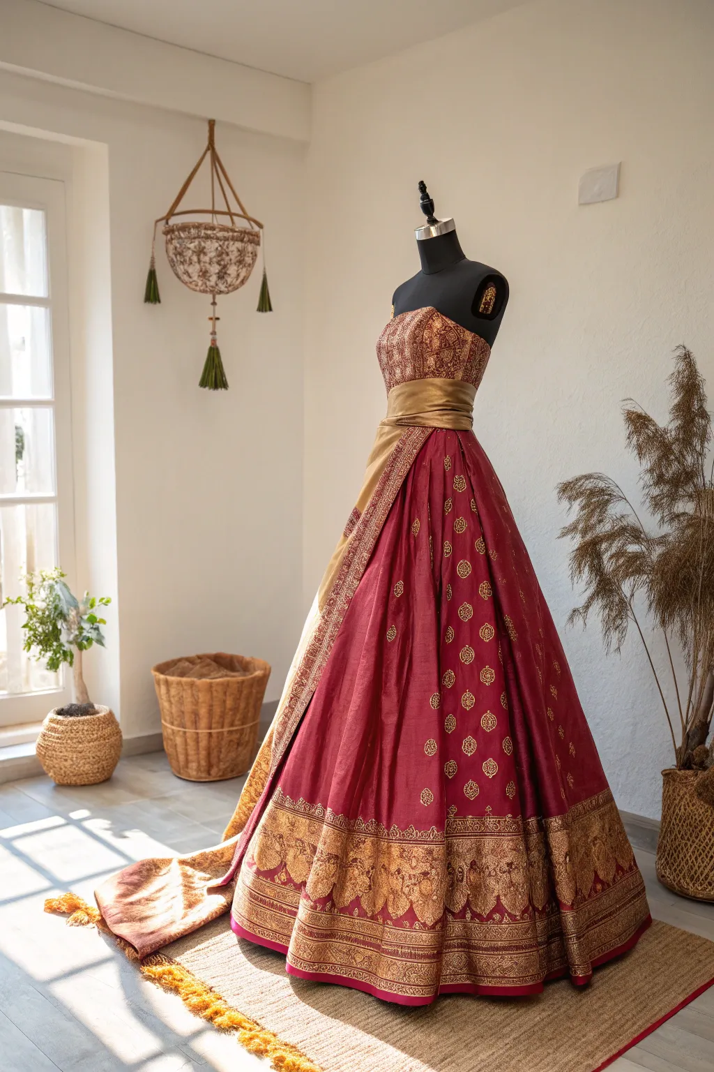 Transform tradition into a statement piece with this elegant saree gown design. 🌿✨ #SareeToGown #BohoMinimalism