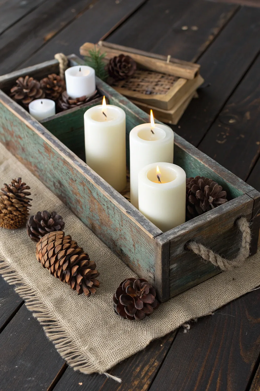 Transform your dining experience with rustic elegance using a vintage toolbox centerpiece.