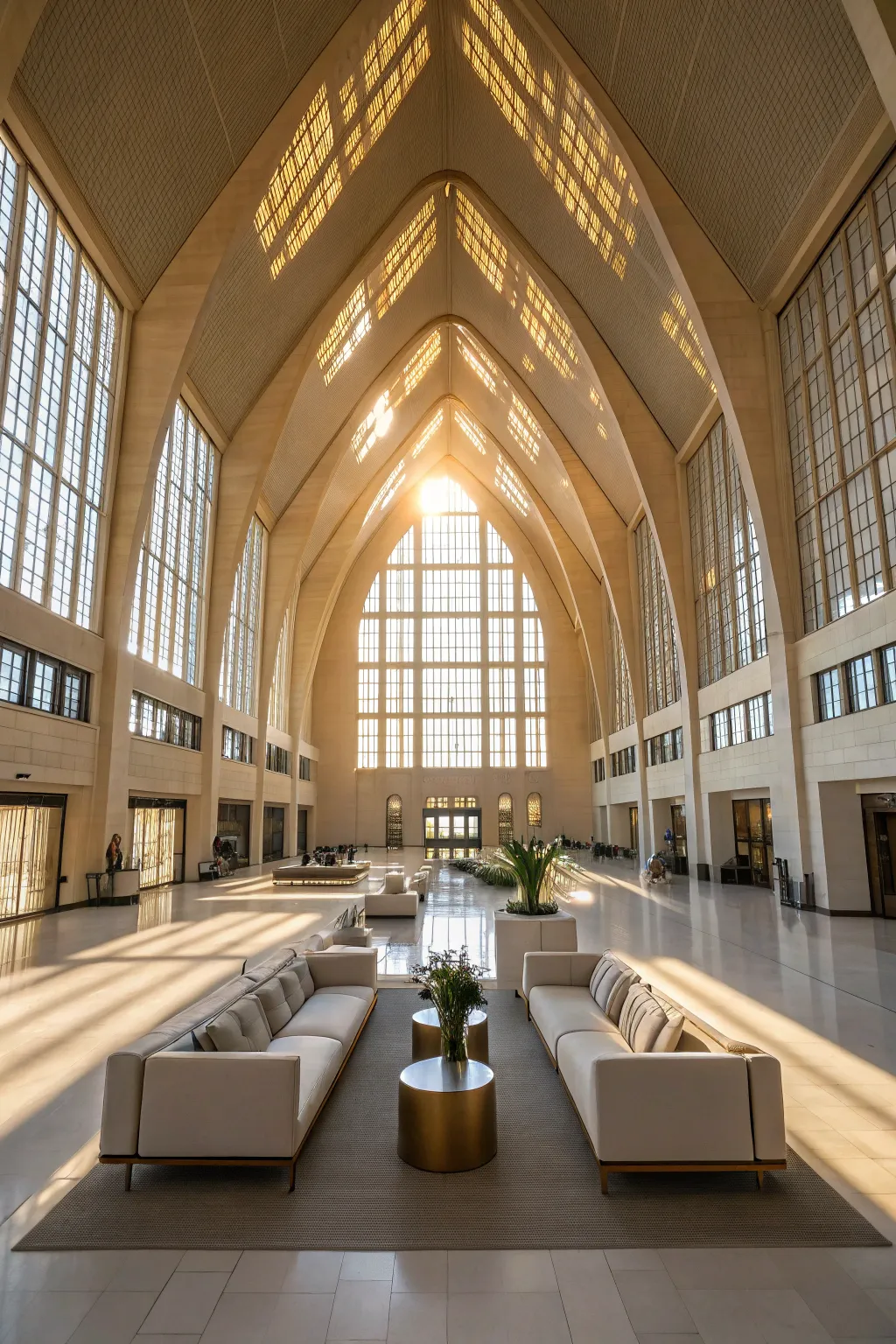 A vaulted ceiling adds drama and elegance to this spacious area.