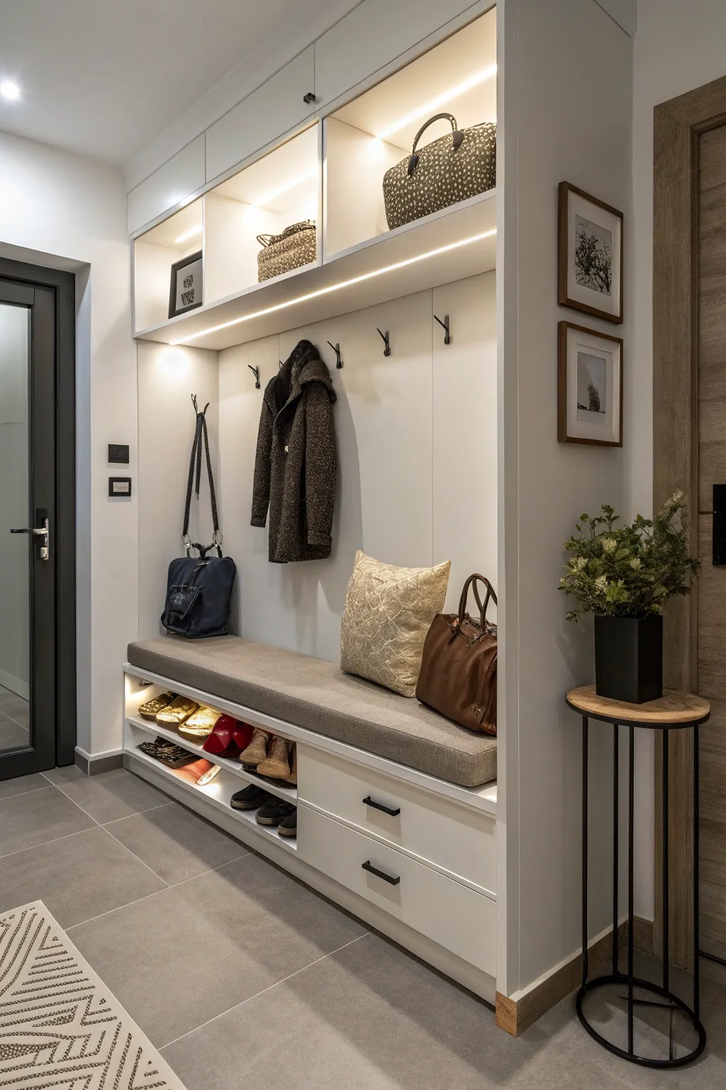 An entryway transformed with clever hidden storage