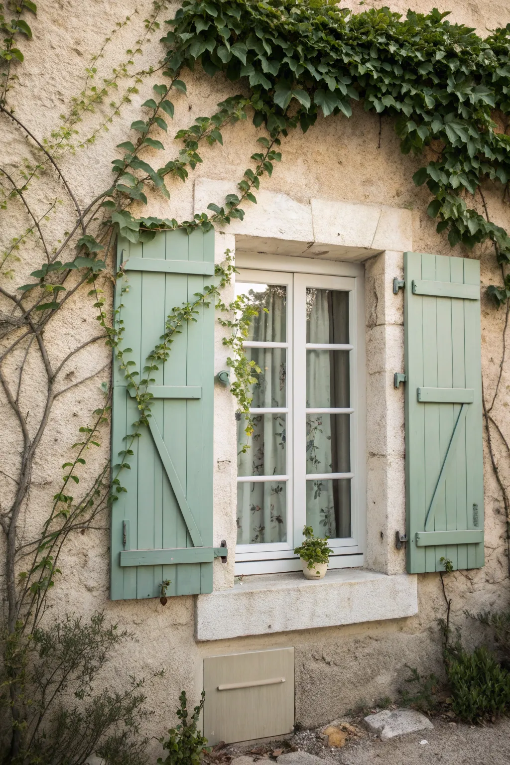 Embrace the charm of 'Shuttered Elegance' with decorative shutters that transform any exterior into a nostalgic retreat.