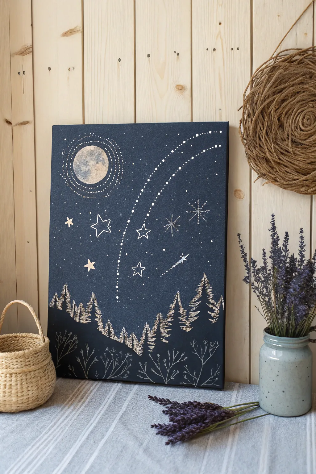 Bring the cosmos to your home with this enchanting night sky canvas art.