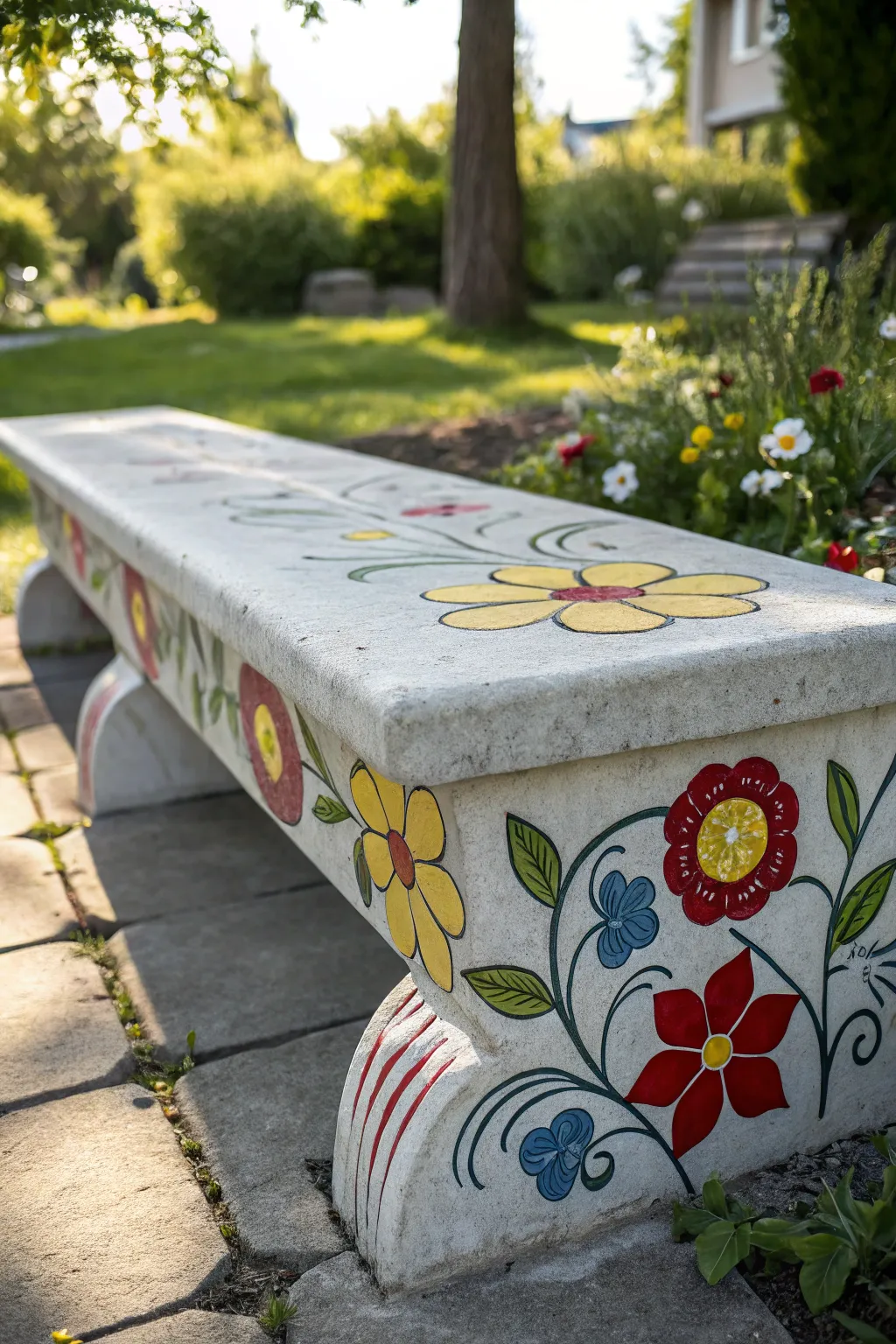 Transform your space with a touch of floral artistry: vibrant blooms meet concrete elegance.