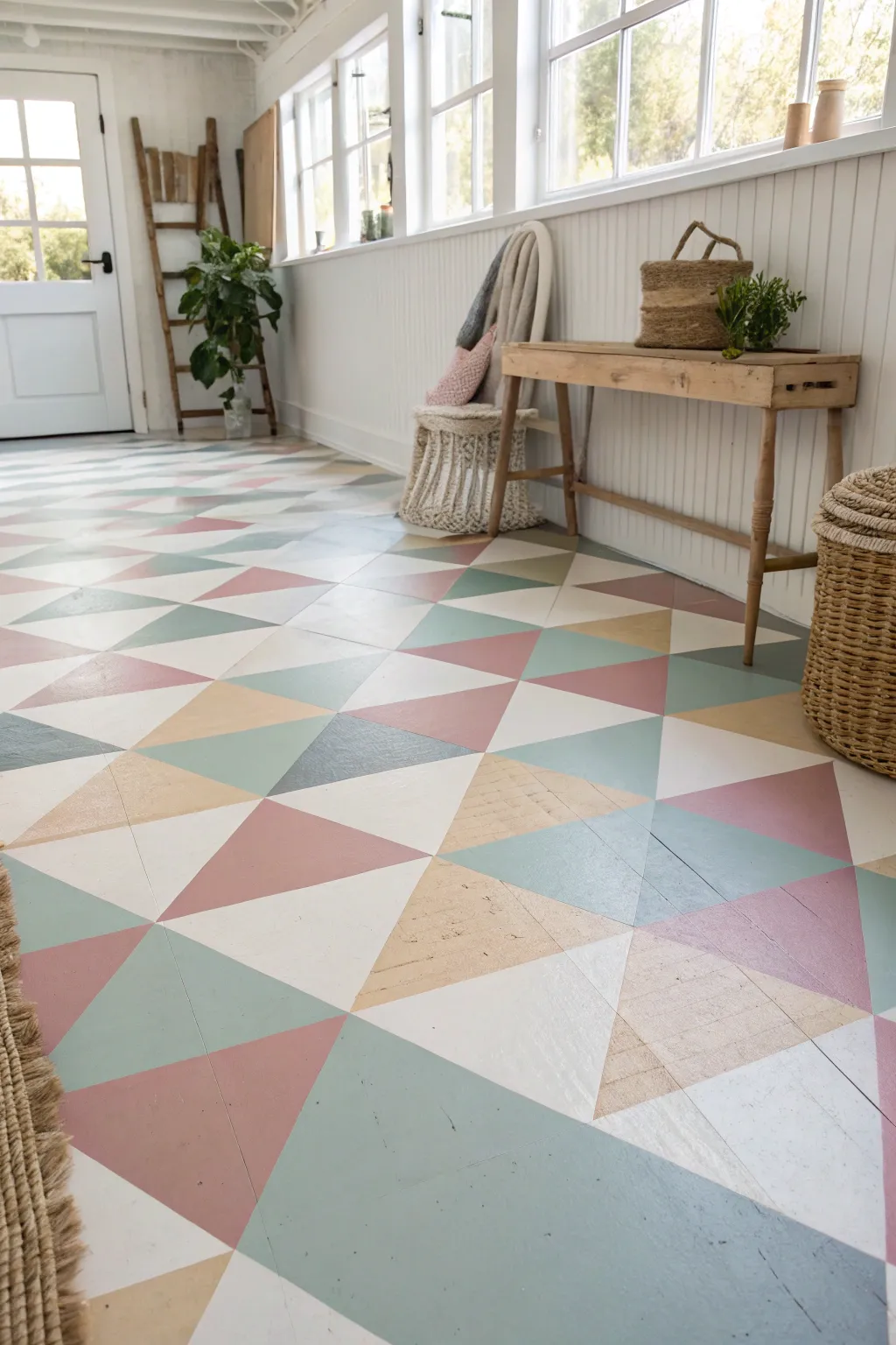 Transform your hallway with geometric bliss – a perfect blend of modern aesthetics and understated elegance.