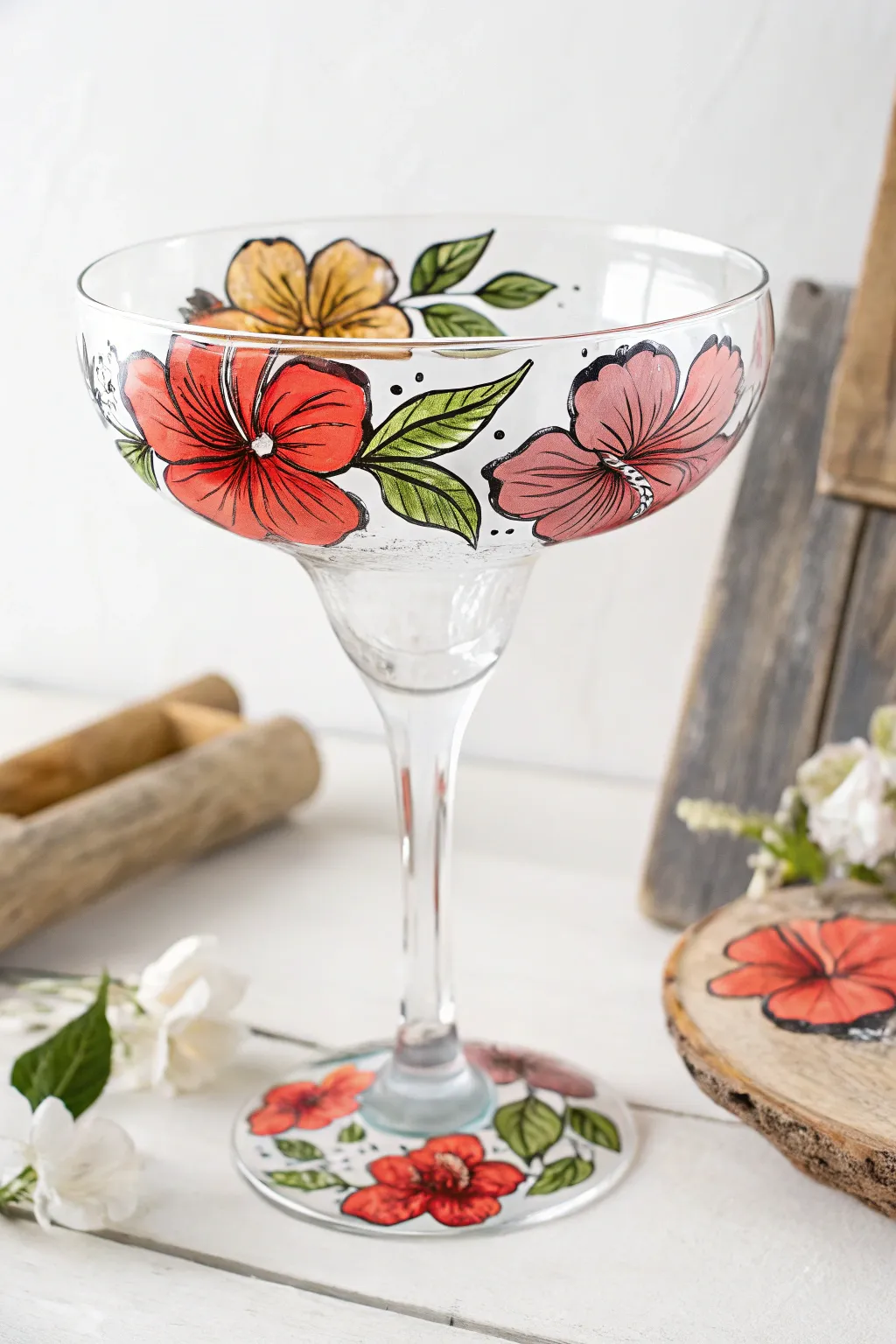 Bring the garden to your table with these beautifully painted margarita glasses, perfect for a Floral Fiesta.