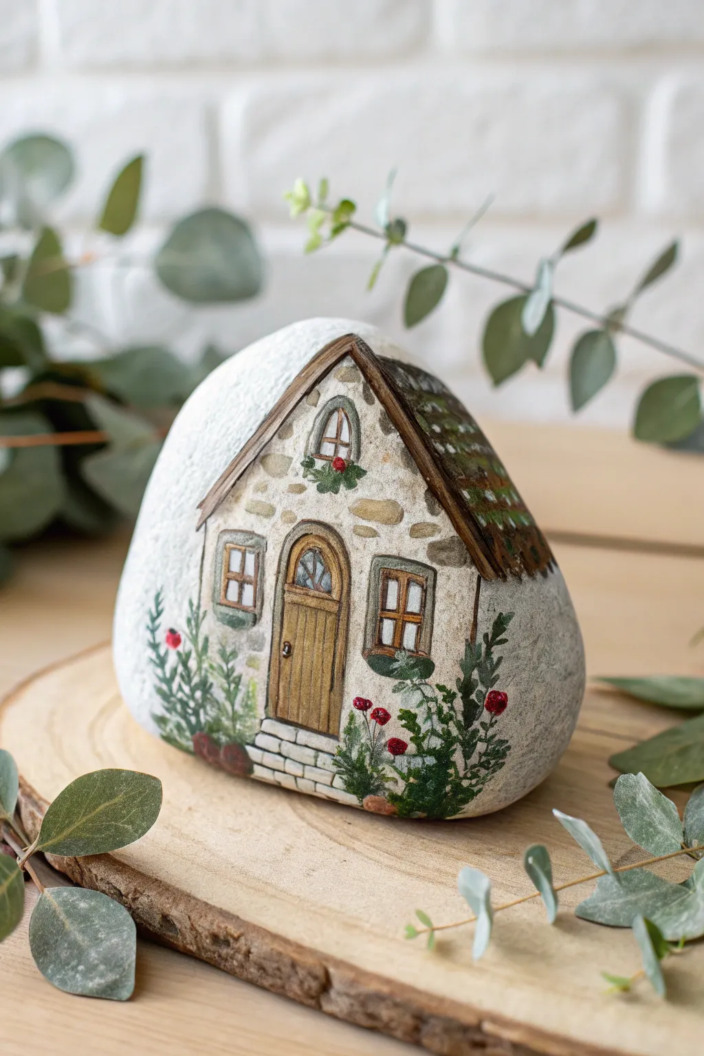 Discover the charm of a miniature village with these hand-painted rock houses.